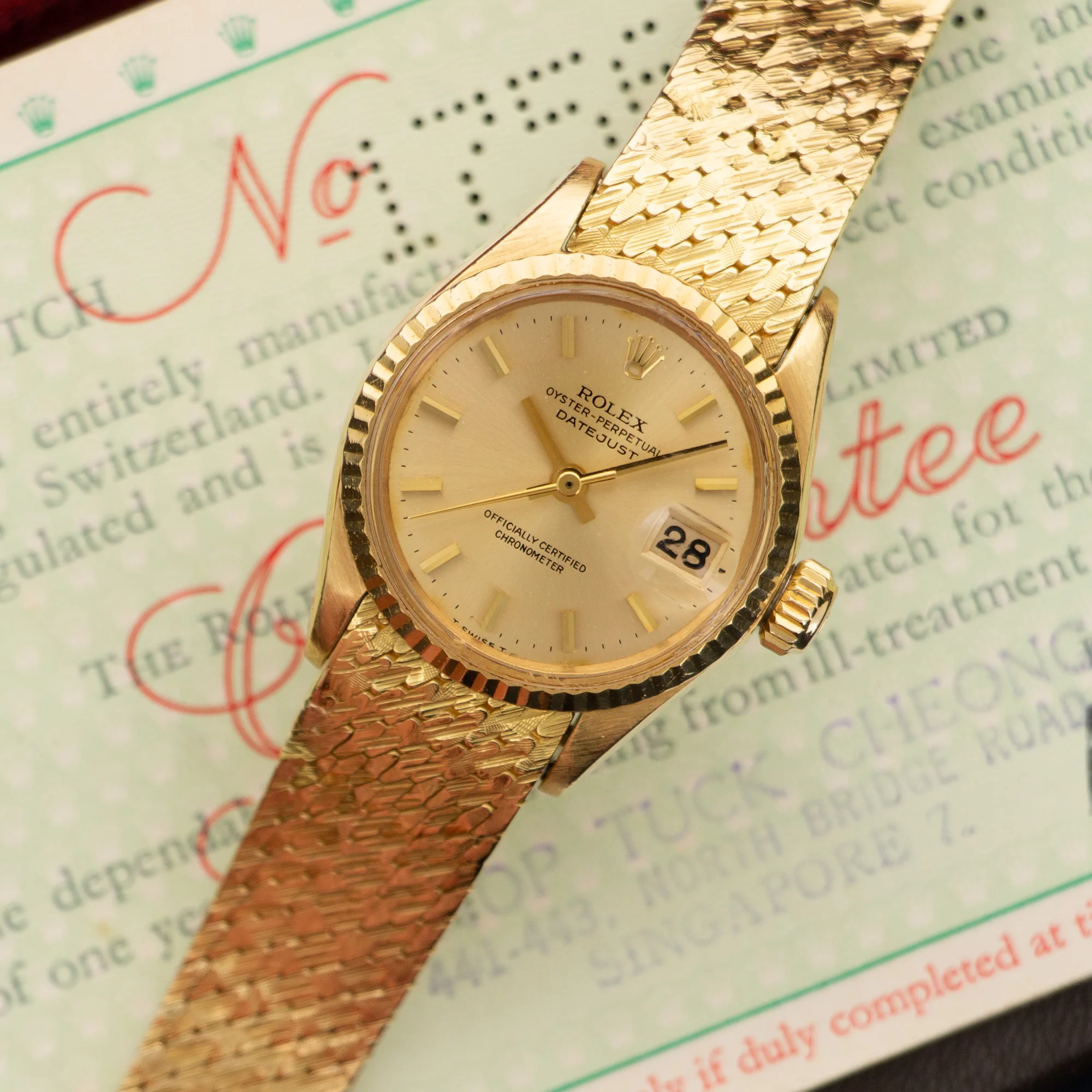 Rolex Yellow Gold Datejust Watch Ref. 6517 with Original Warranty Papers - Image 2