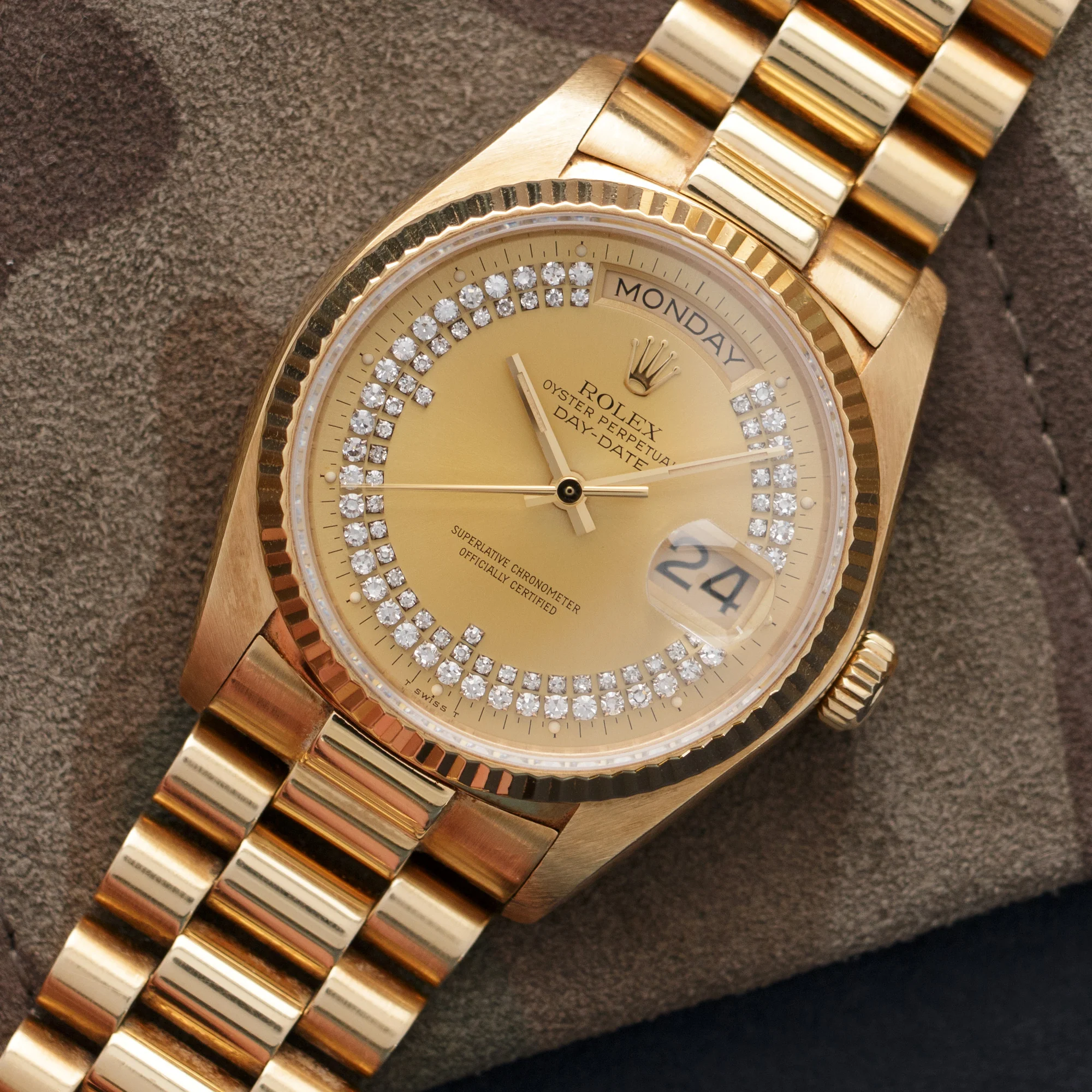 Rolex Yellow Gold Day-Date Diamond Watch Ref. 18038 - Image 2