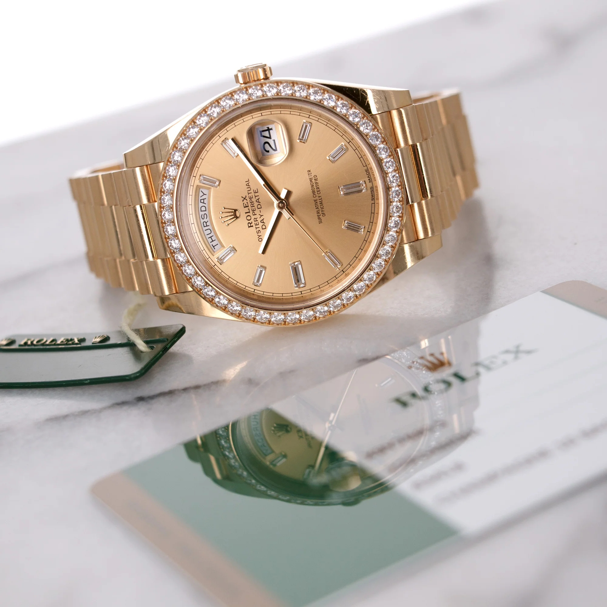 Rolex Yellow Gold Day-Date Diamond Watch Ref. 228348 - Image 7