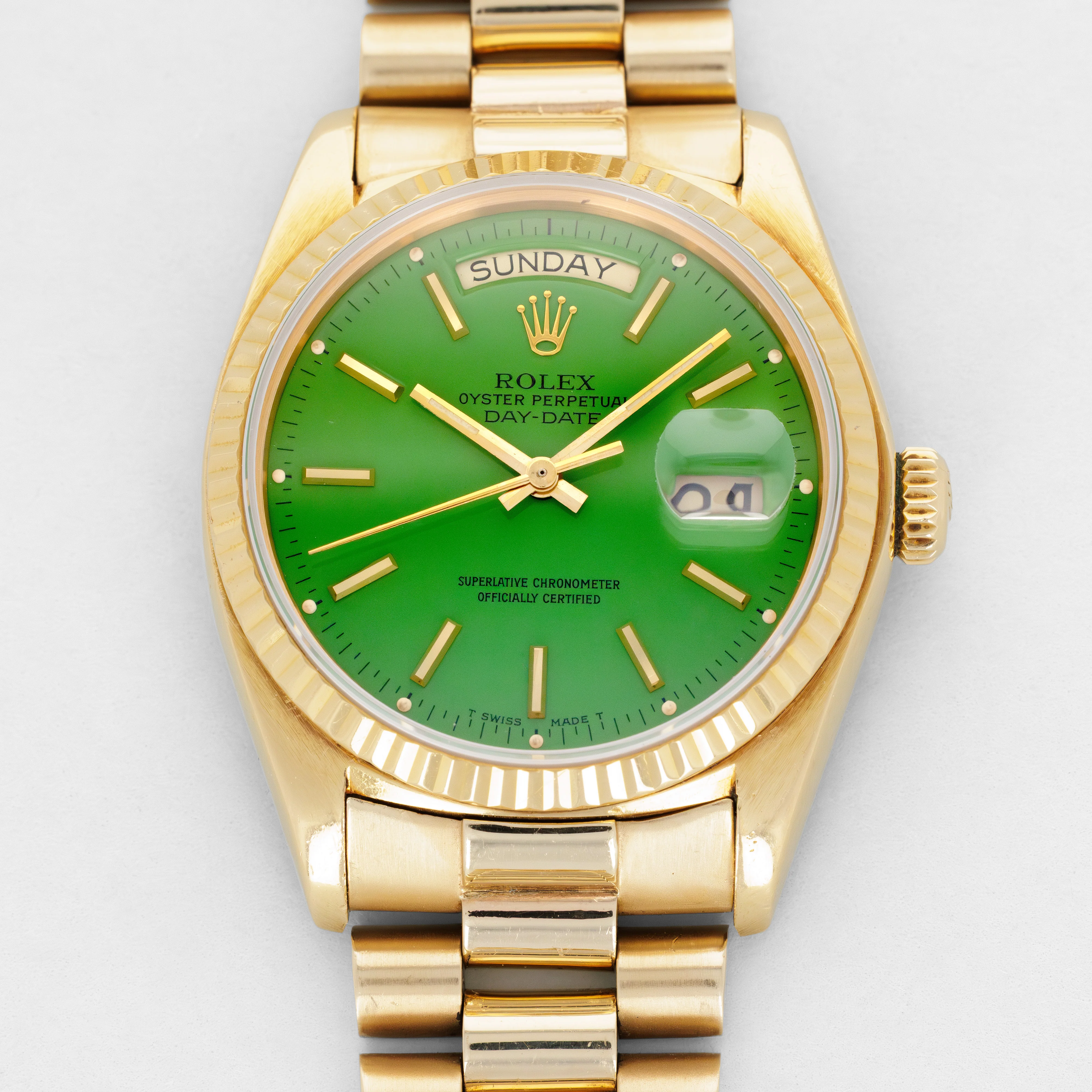 Rolex Yellow Gold Day-Date Green Stella Watch Ref. 18038