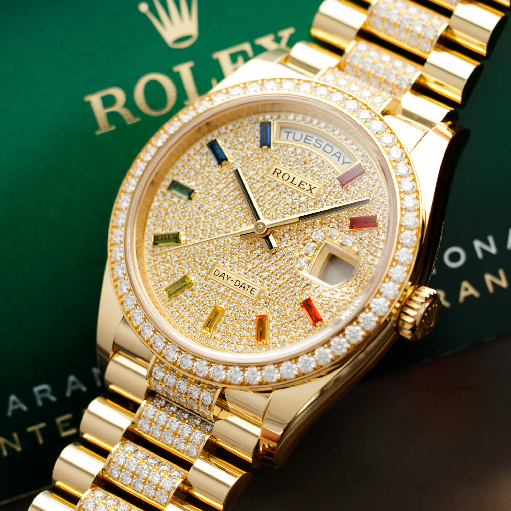 Rolex Yellow Gold Day-Date Rainbow Watch Ref. 128348 - Image 2