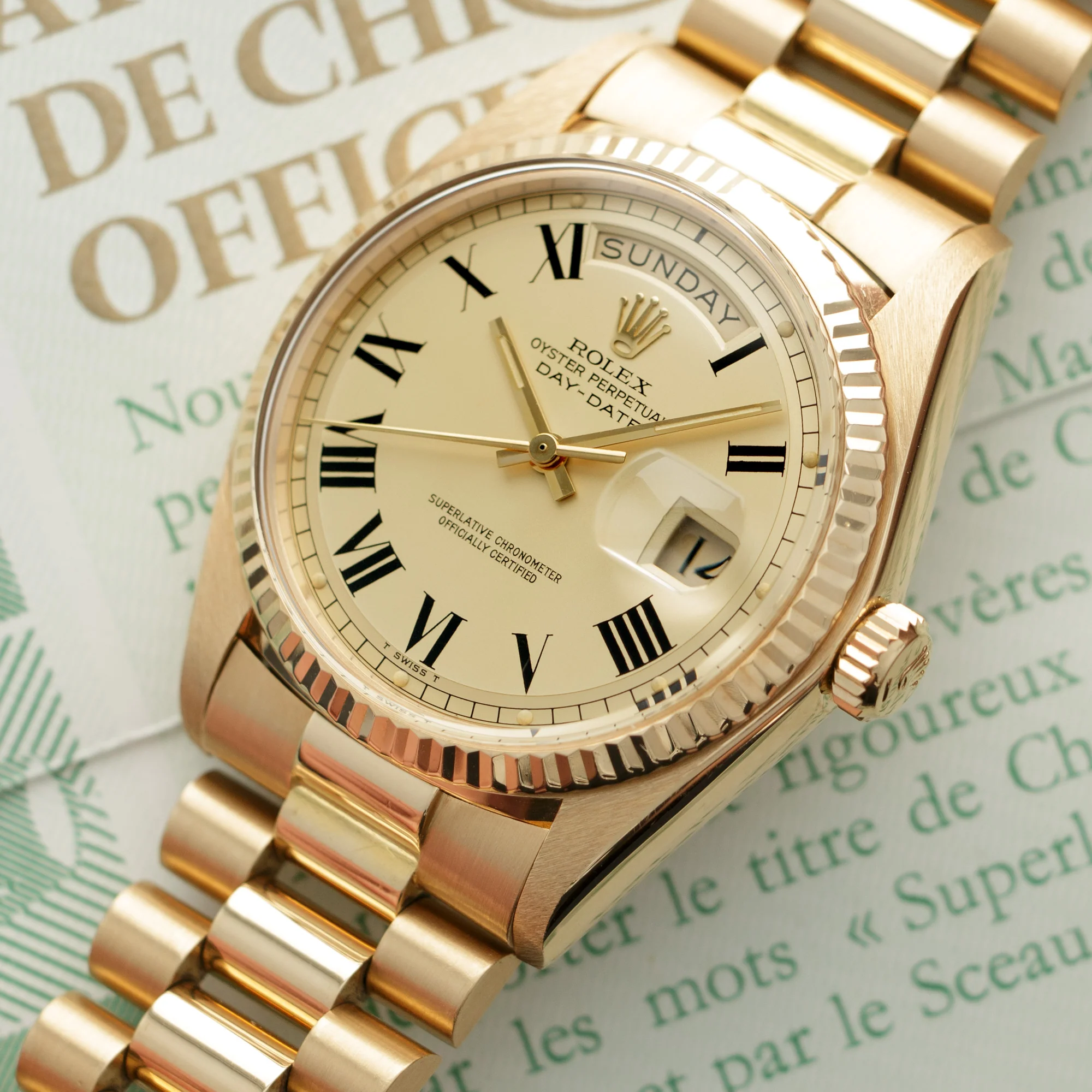 Rolex Yellow Gold Day-Date Ref. 1803 with Buckley Dial and Original Warranty - Image 2