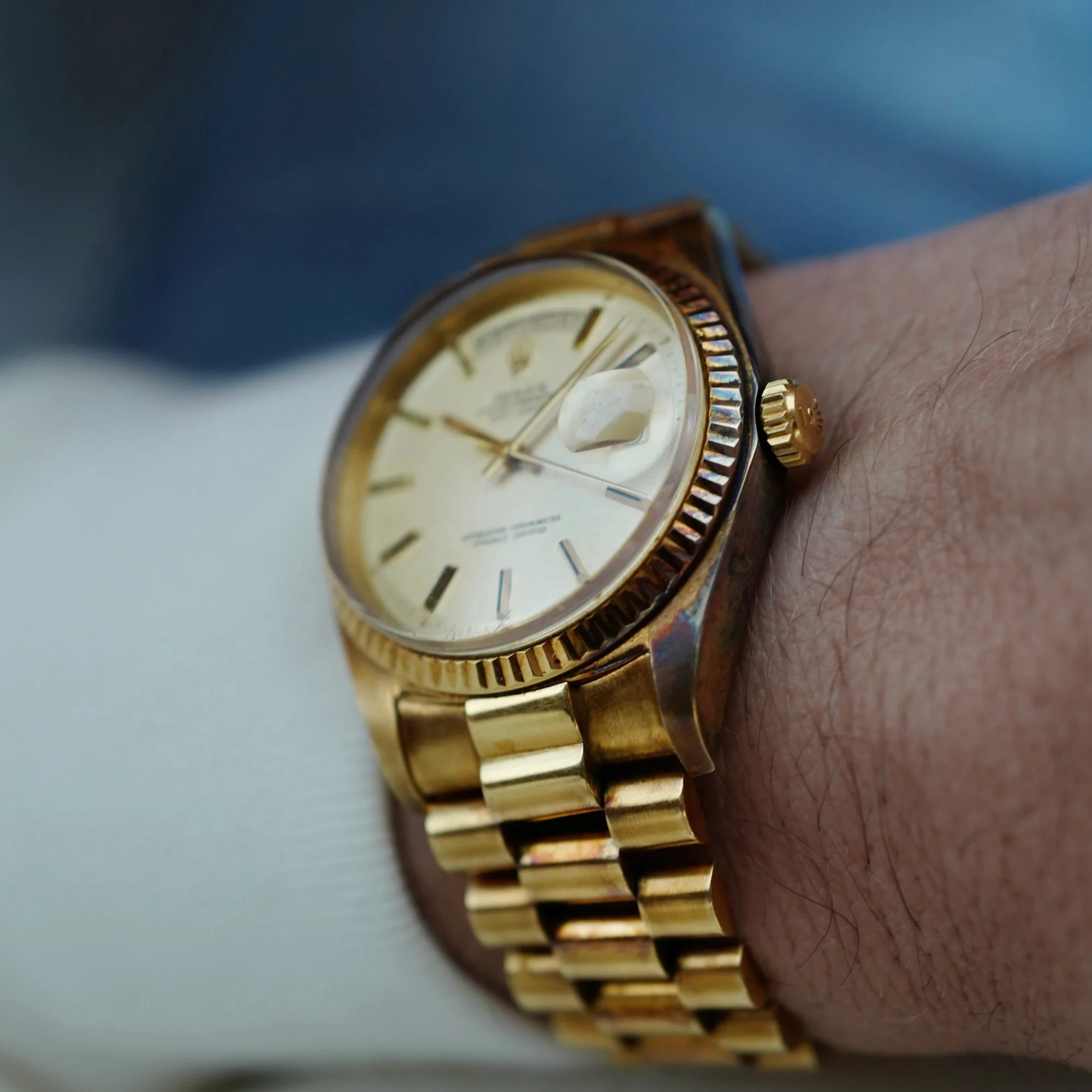 Rolex Yellow Gold Day-Date Ref. 1803 with Linen Dial and Patina (New Arrival) - Image 8