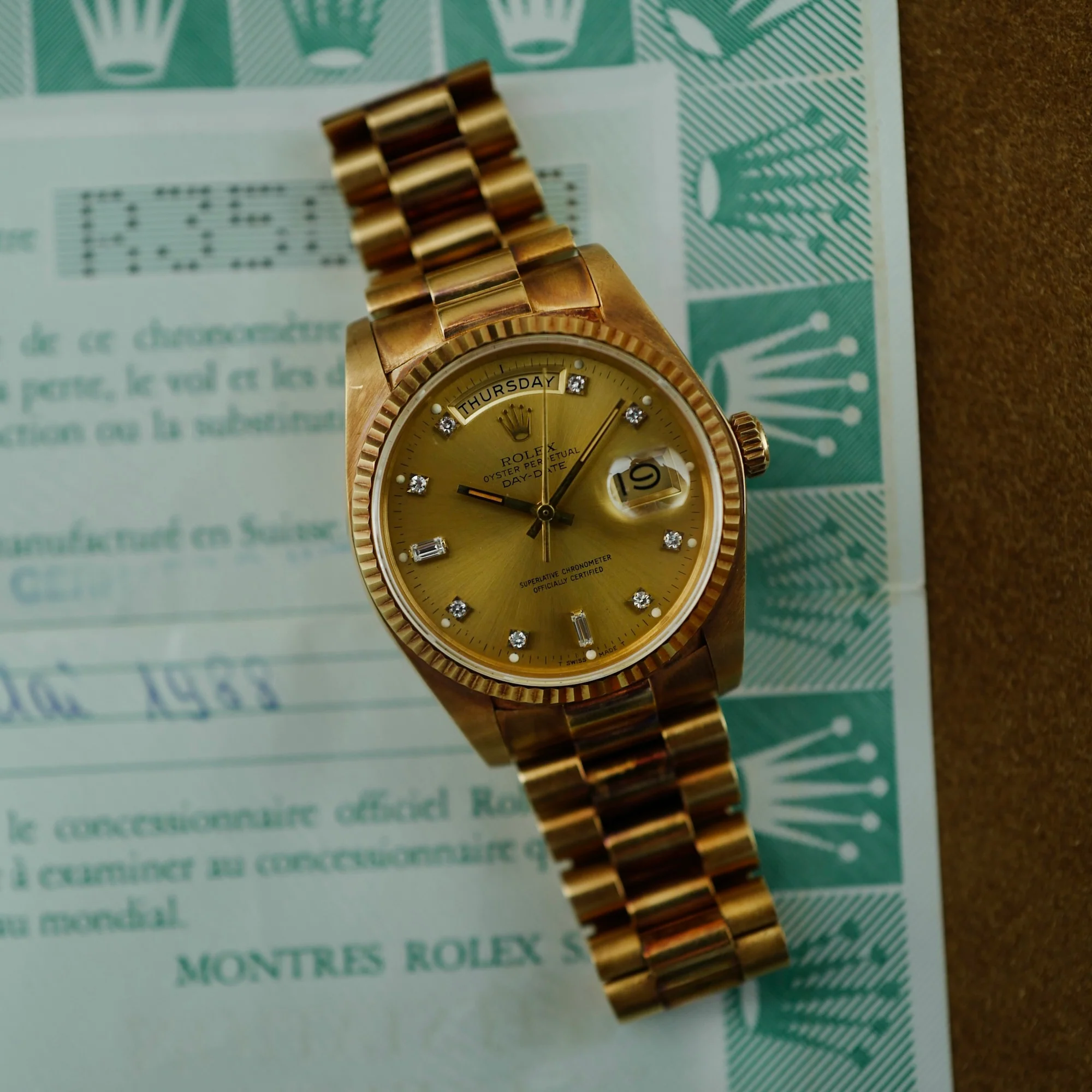 Rolex Yellow Gold Day-Date Ref. 18038 in Outstanding Condition with Original Warranty - Image 3