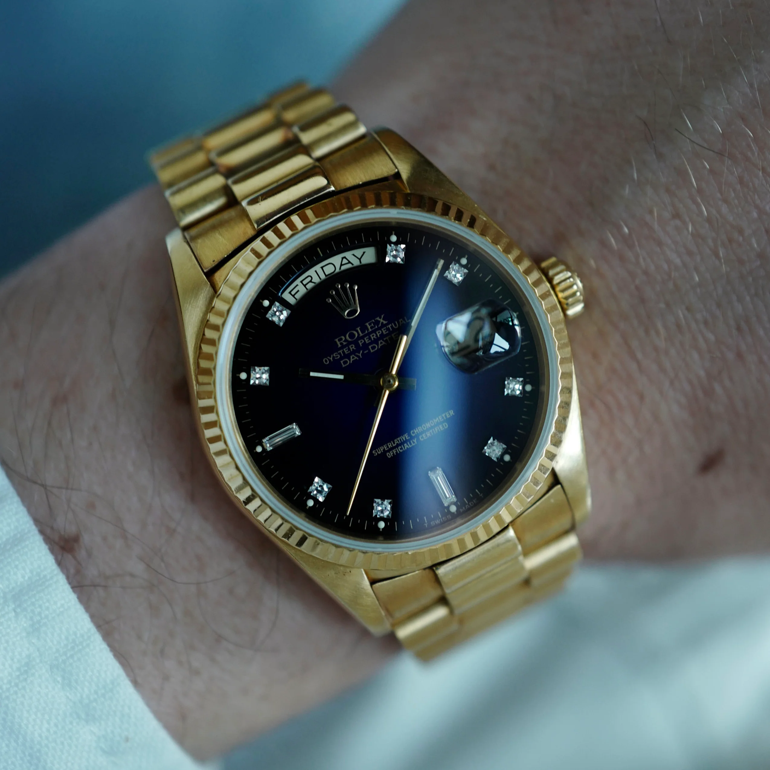 Rolex Yellow Gold Day-Date Ref. 18038 with Blue Vignette Dial - Image 3