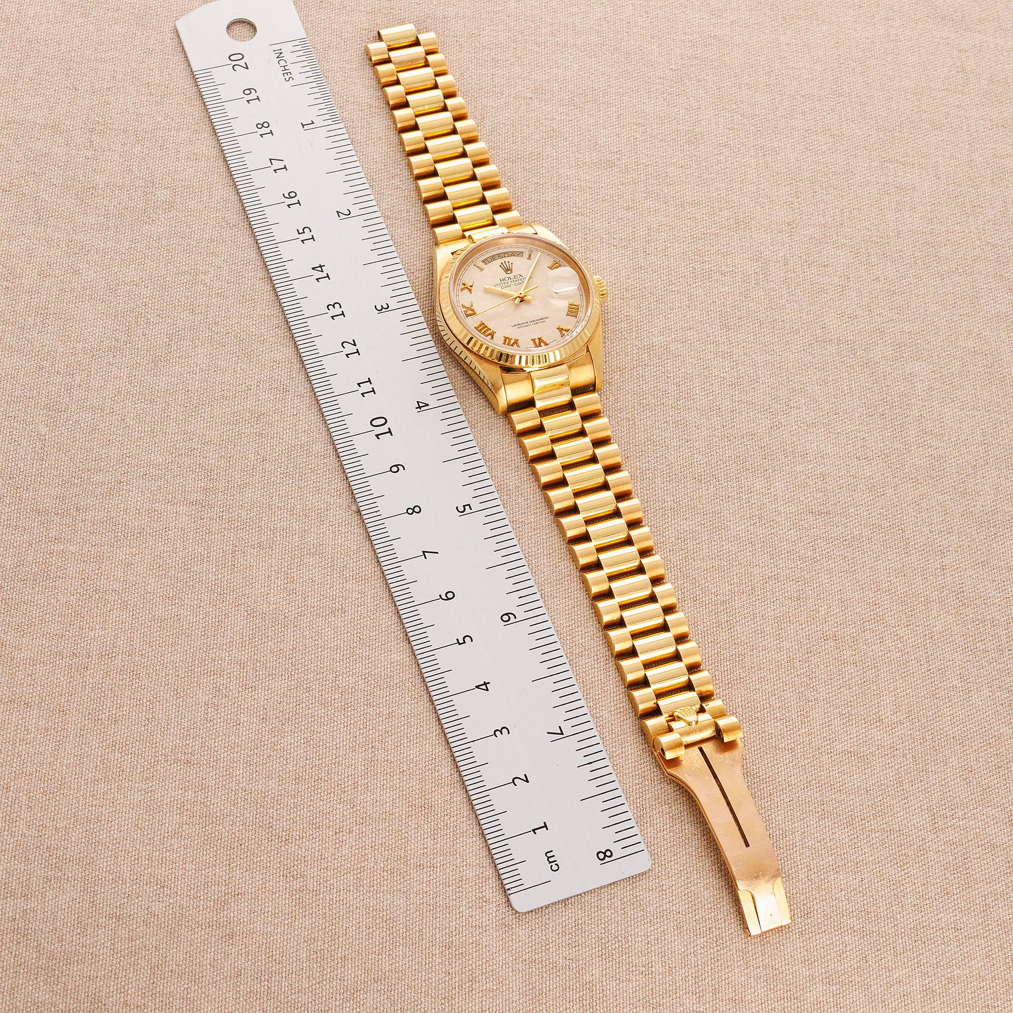 Rolex Yellow Gold Day Date Ref. 18038 with White Pyramid Roman Dial - Image 9