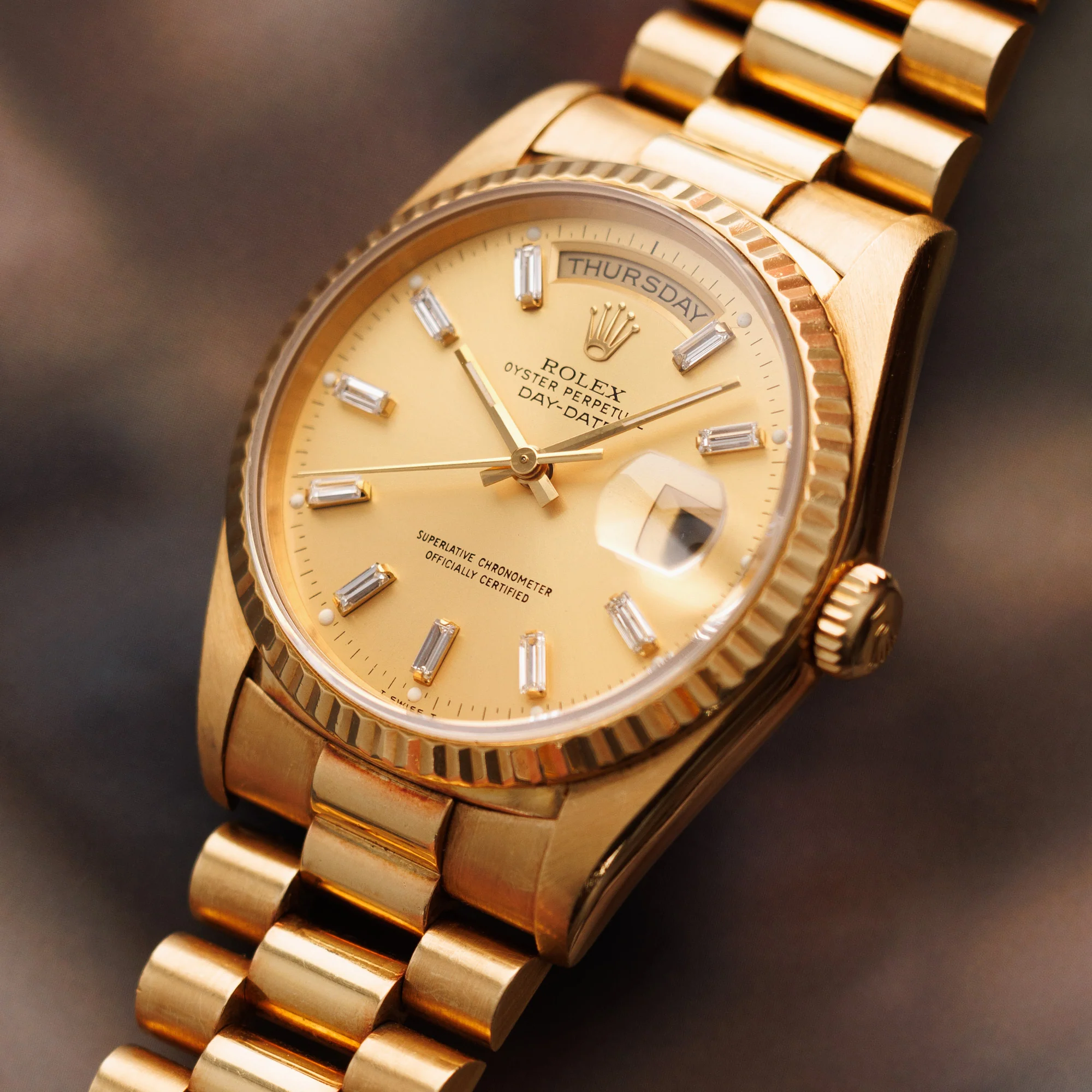 Rolex Yellow Gold Day-Date Ref. 18238 with Baguette Diamond Dials - Image 2