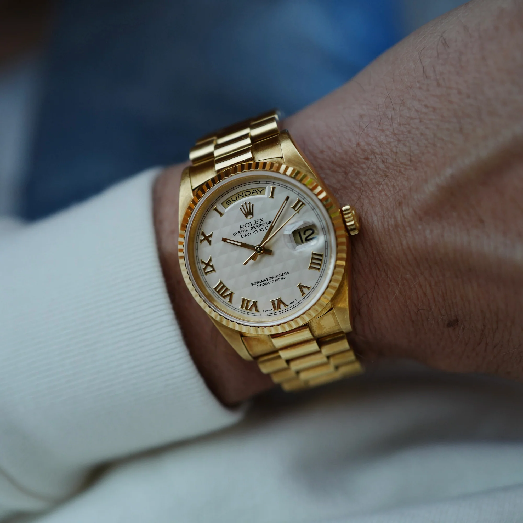 Rolex Yellow Gold Day-Date Ref. 18238 with Cream Pyramid Dial - Image 8