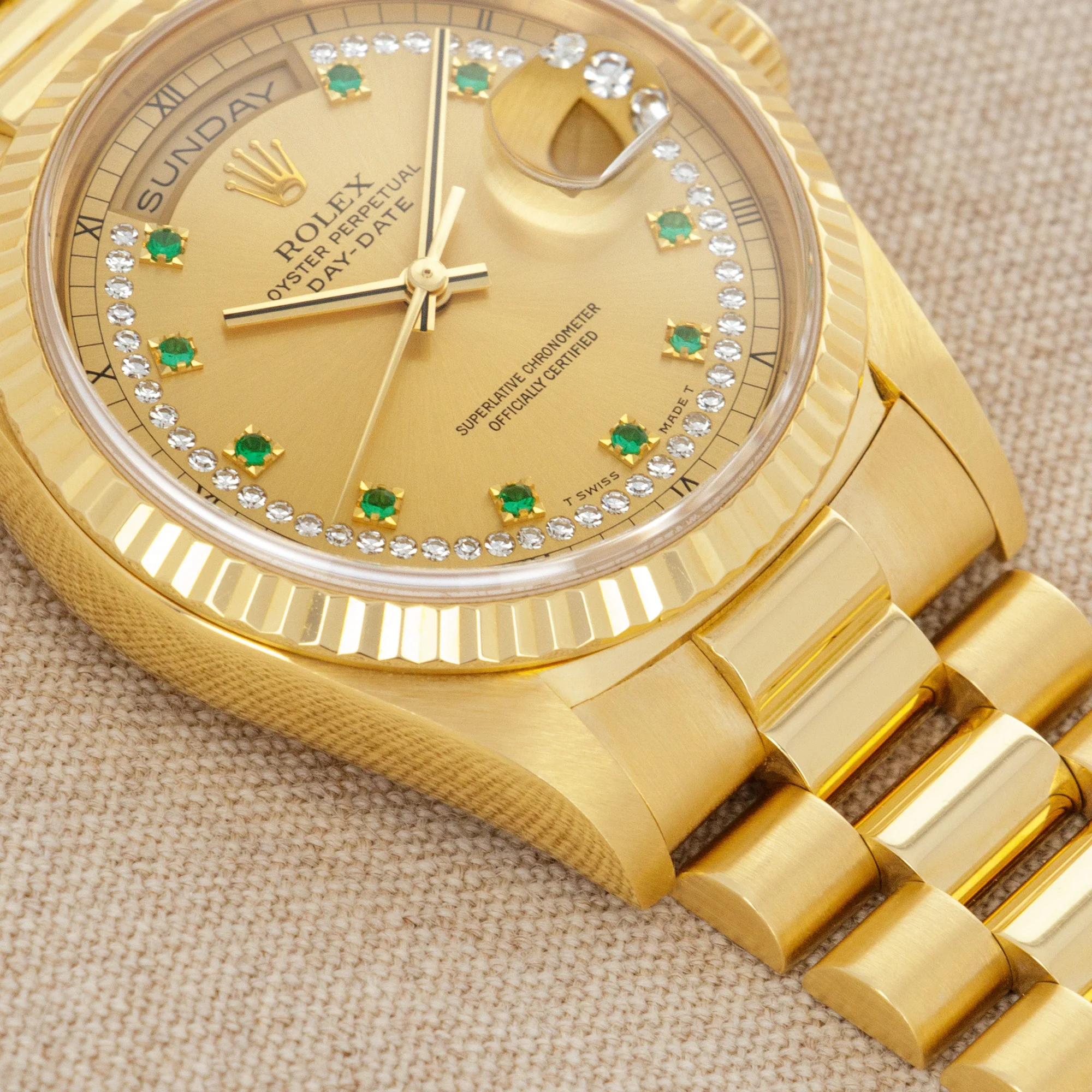 Rolex Yellow Gold Day-Date Ref. 18238 with Emerald String Dial - Image 3