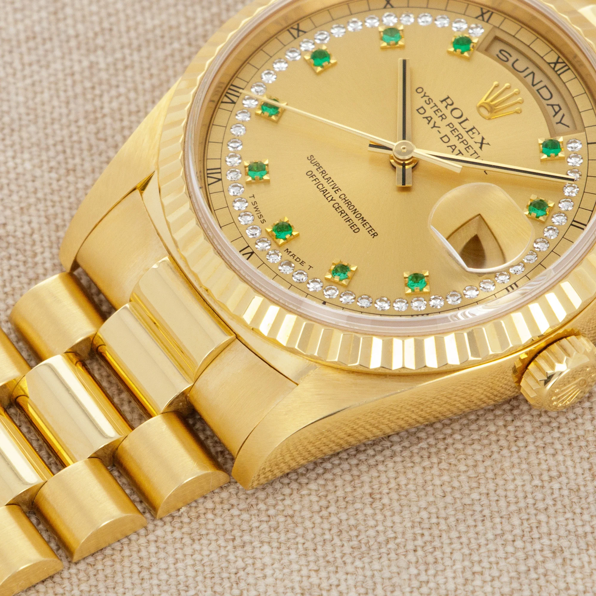 Rolex Yellow Gold Day-Date Ref. 18238 with Emerald String Dial - Image 4