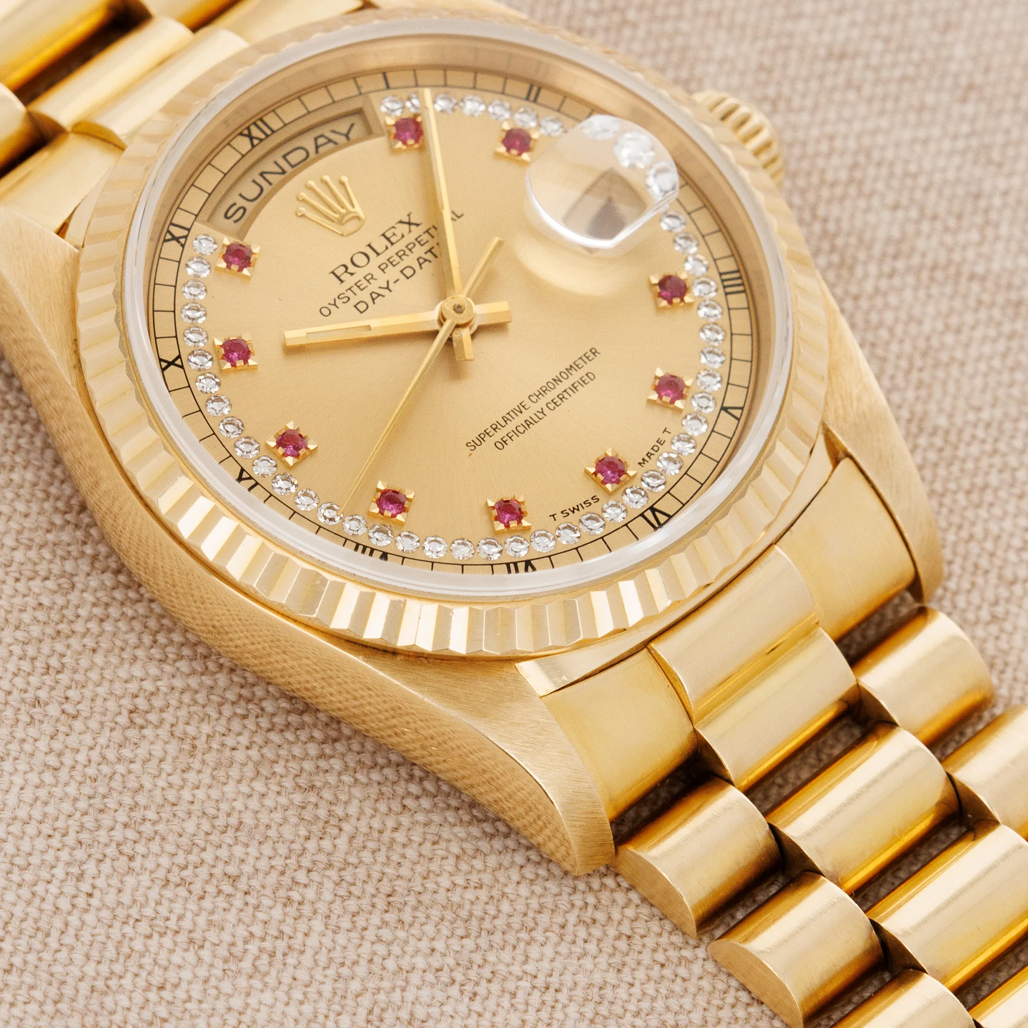 Rolex Yellow Gold Day Date Ref. 18238 with Ruby String Dial - Image 4