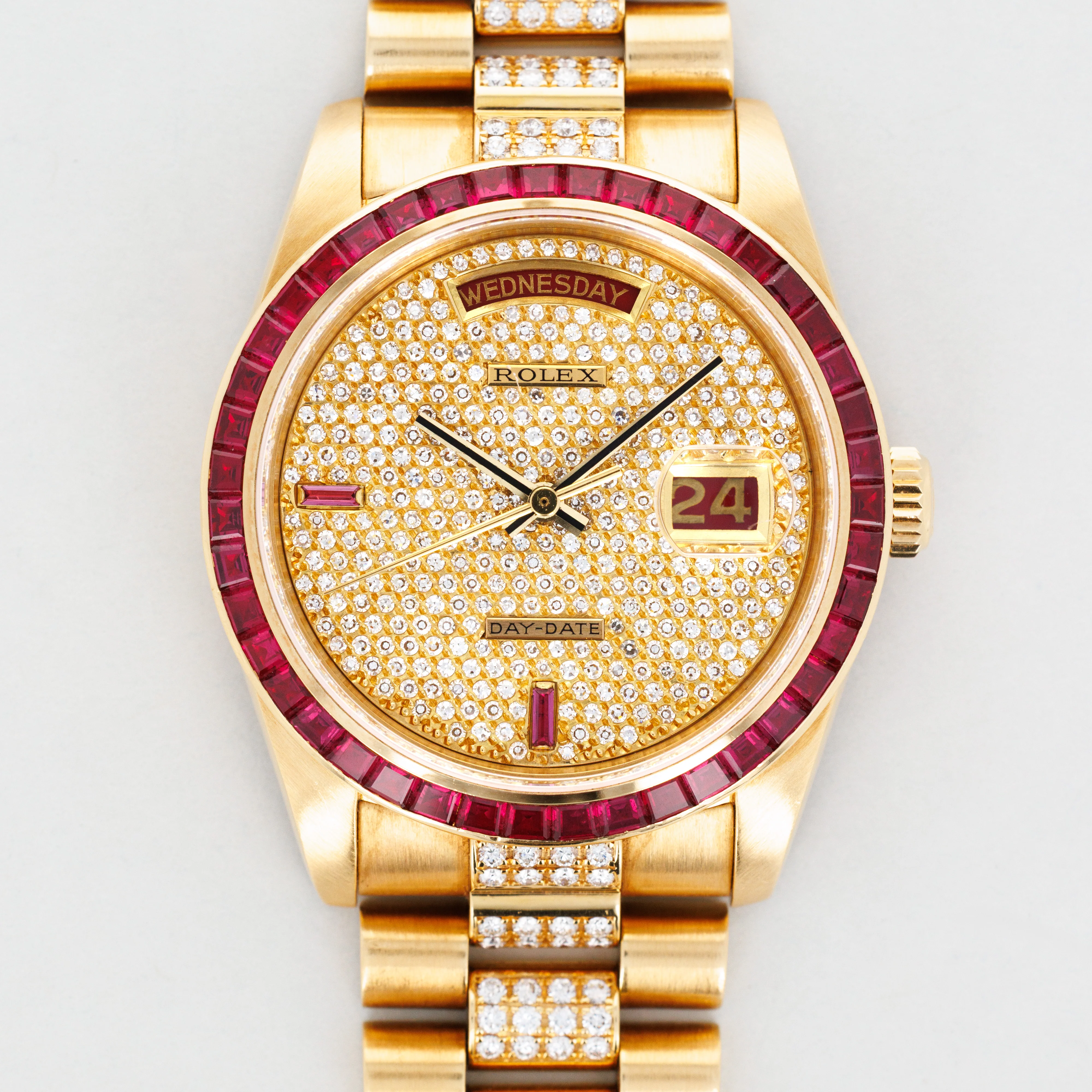 Rolex Yellow Gold Day-Date Ruby & Diamond Watch Ref. 18068 - Image 4