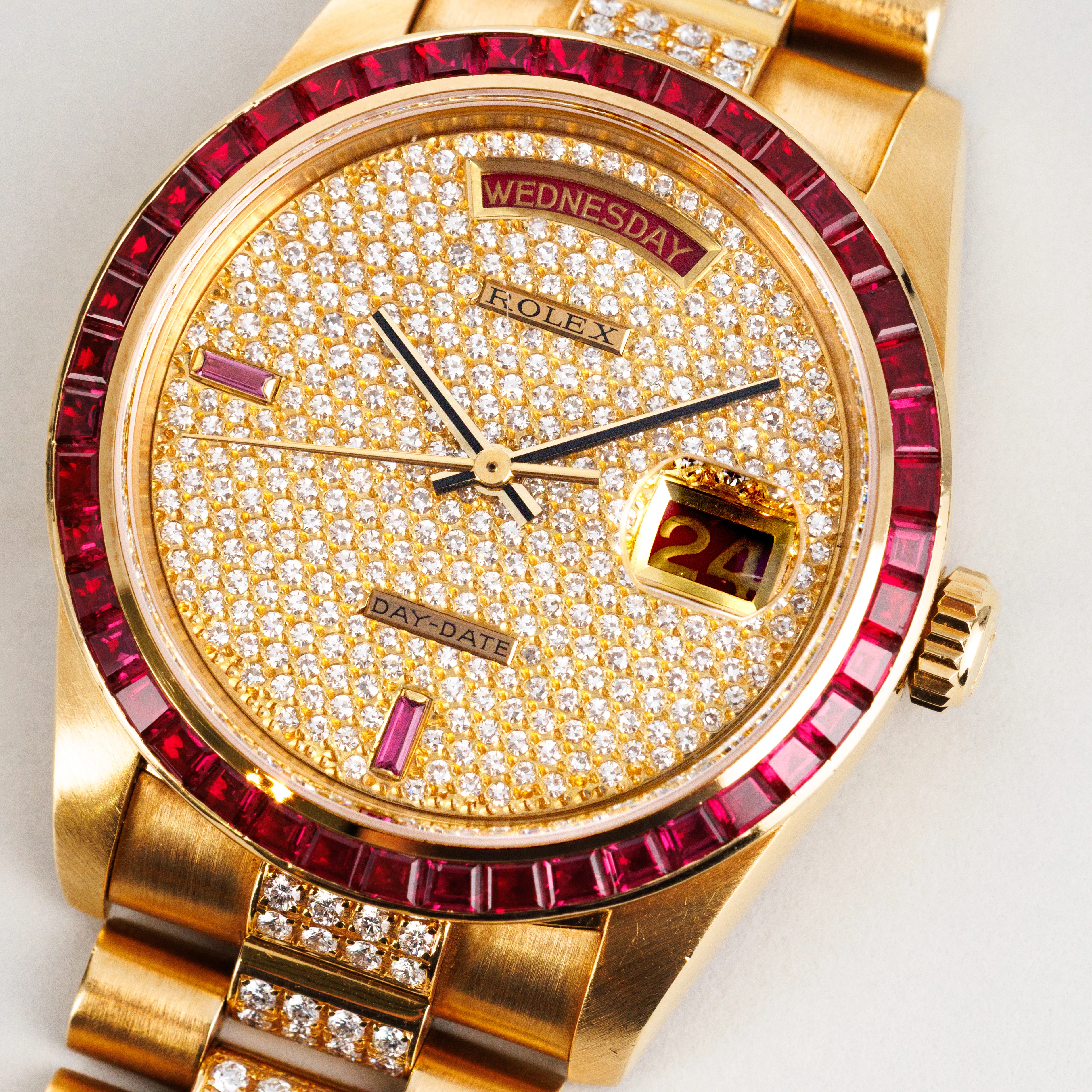 Rolex Yellow Gold Day-Date Ruby & Diamond Watch Ref. 18068 - Image 6