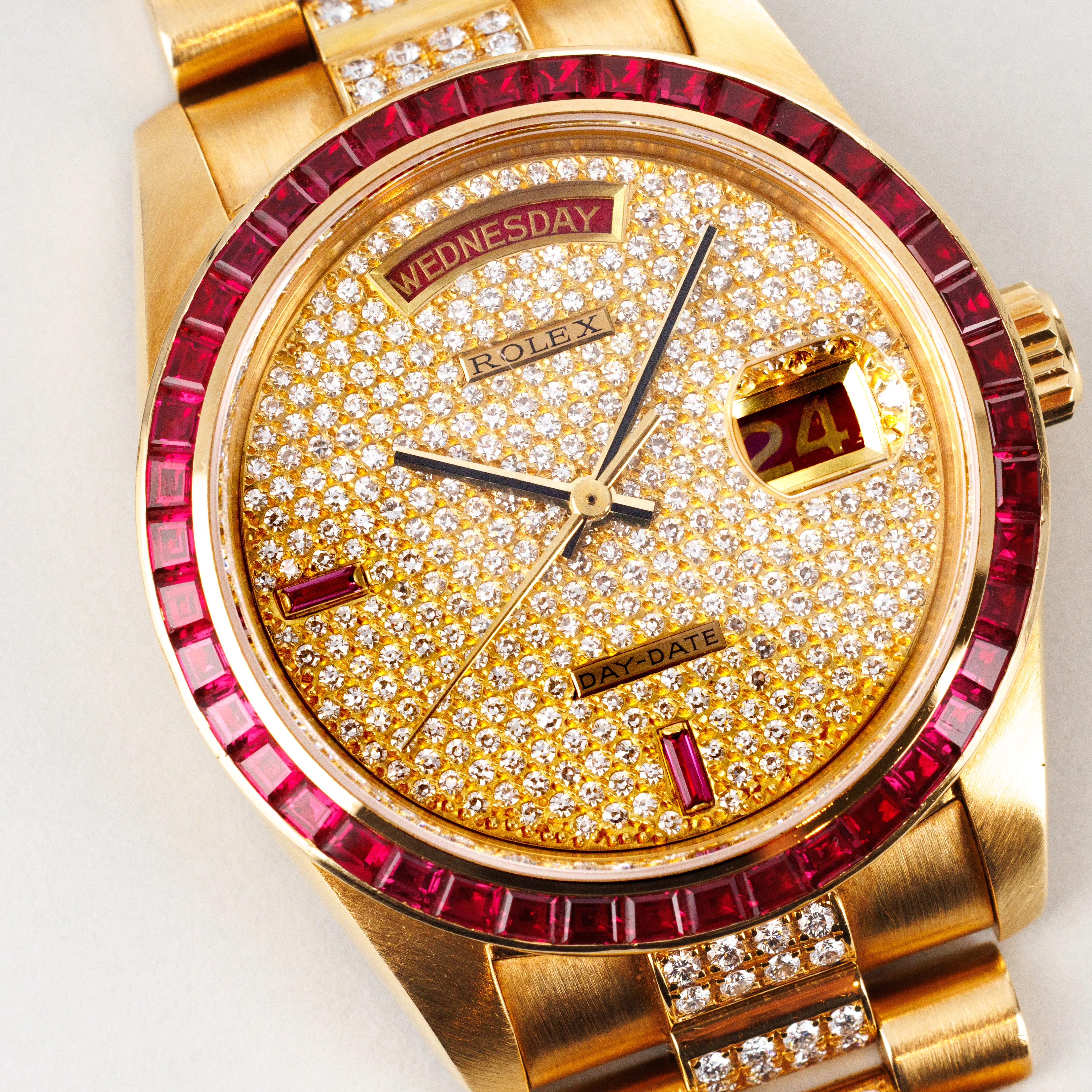 Rolex Yellow Gold Day-Date Ruby & Diamond Watch Ref. 18068 - Image 8