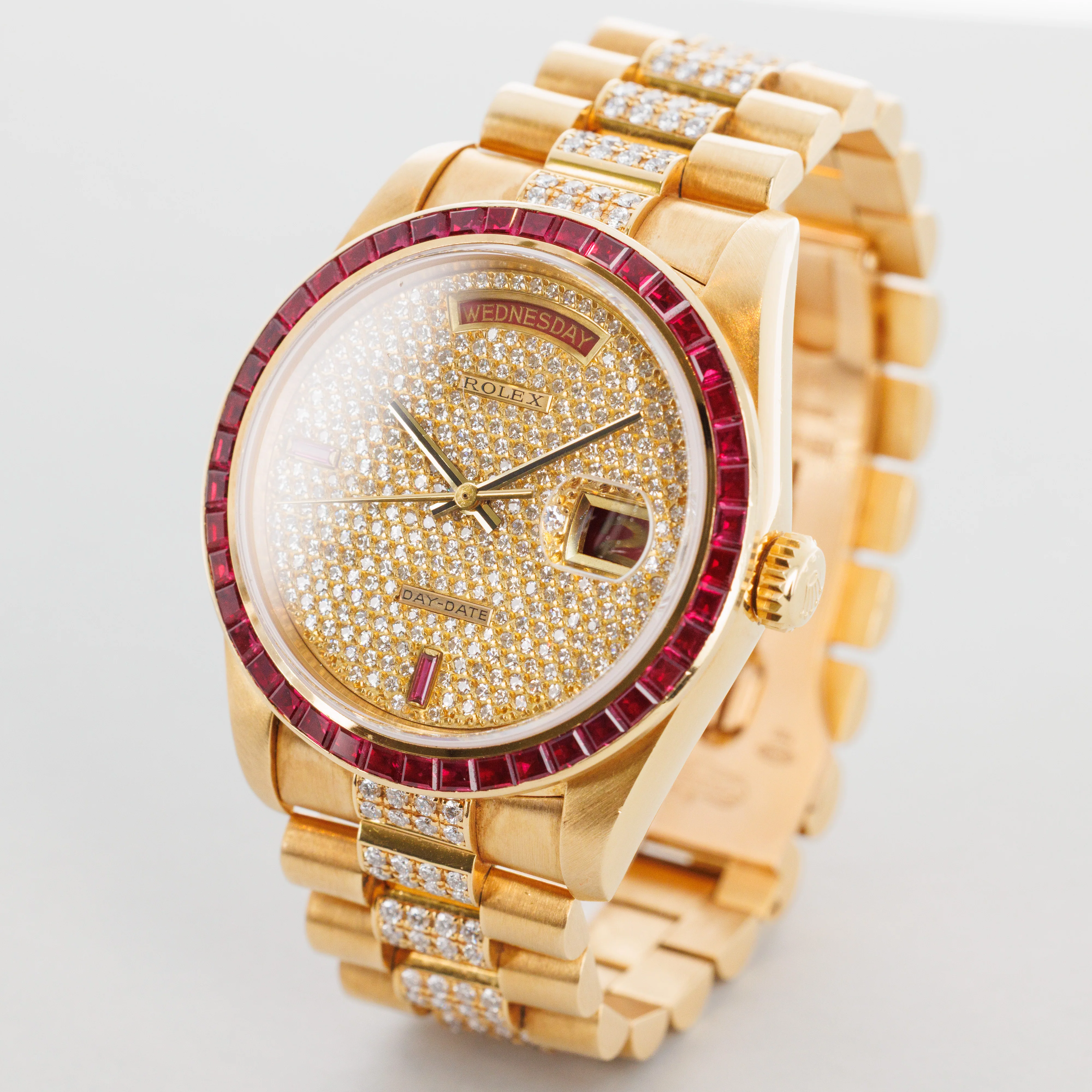 Rolex Yellow Gold Day-Date Ruby & Diamond Watch Ref. 18068 - Image 9