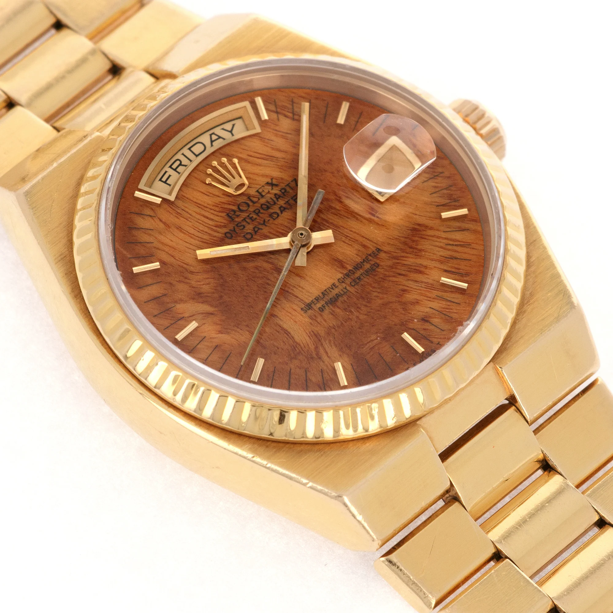 Rolex Yellow Gold Day-Date Oysterquartz Ref. 19018 with Wood Dial - Image 3
