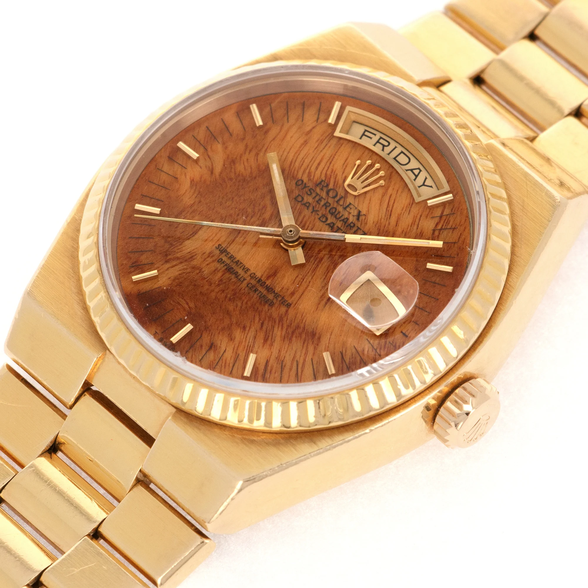 Rolex Yellow Gold Day-Date Oysterquartz Ref. 19018 with Wood Dial - Image 4