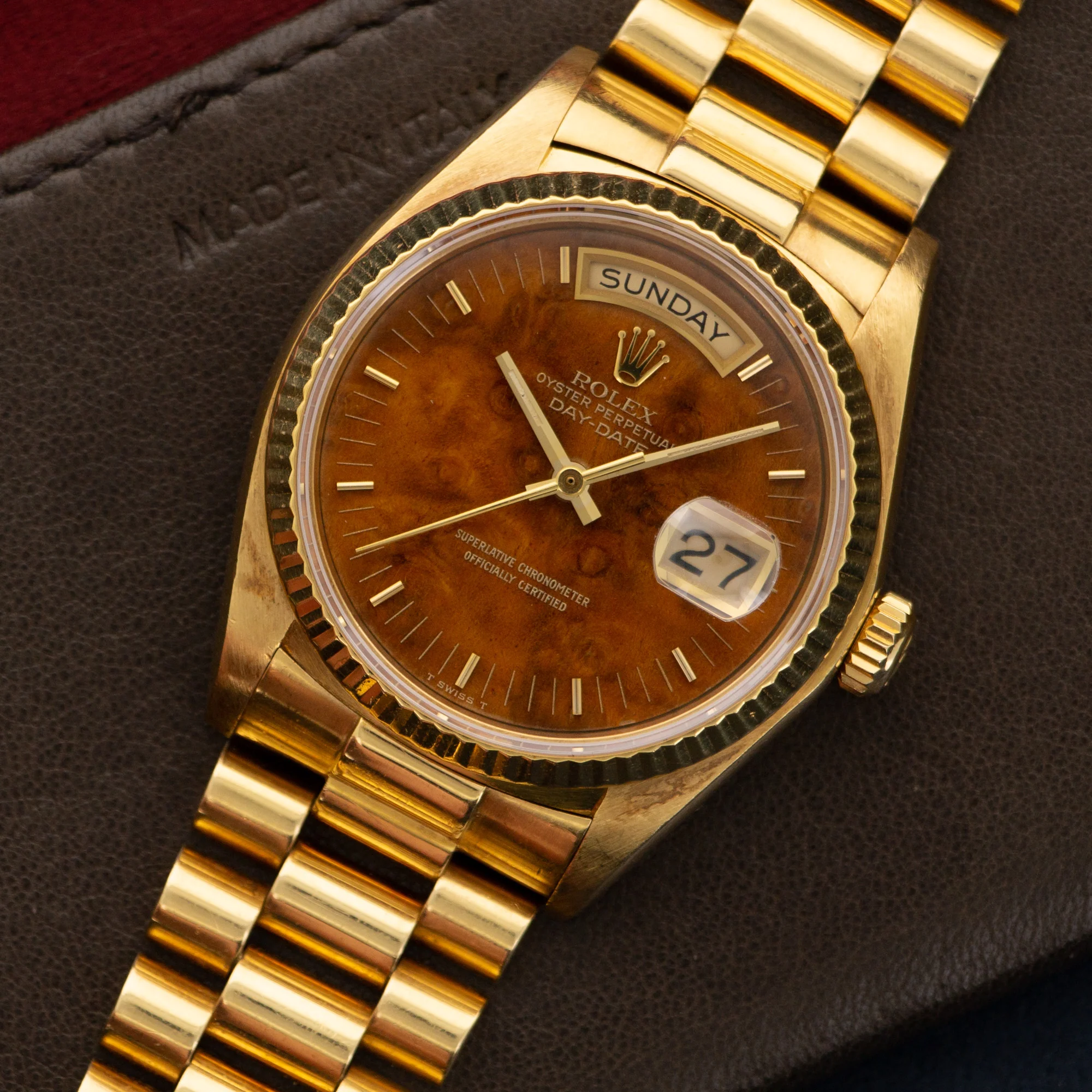 Rolex Yellow Gold Day-Date Wood Dial Watch Ref. 18038 - Image 2
