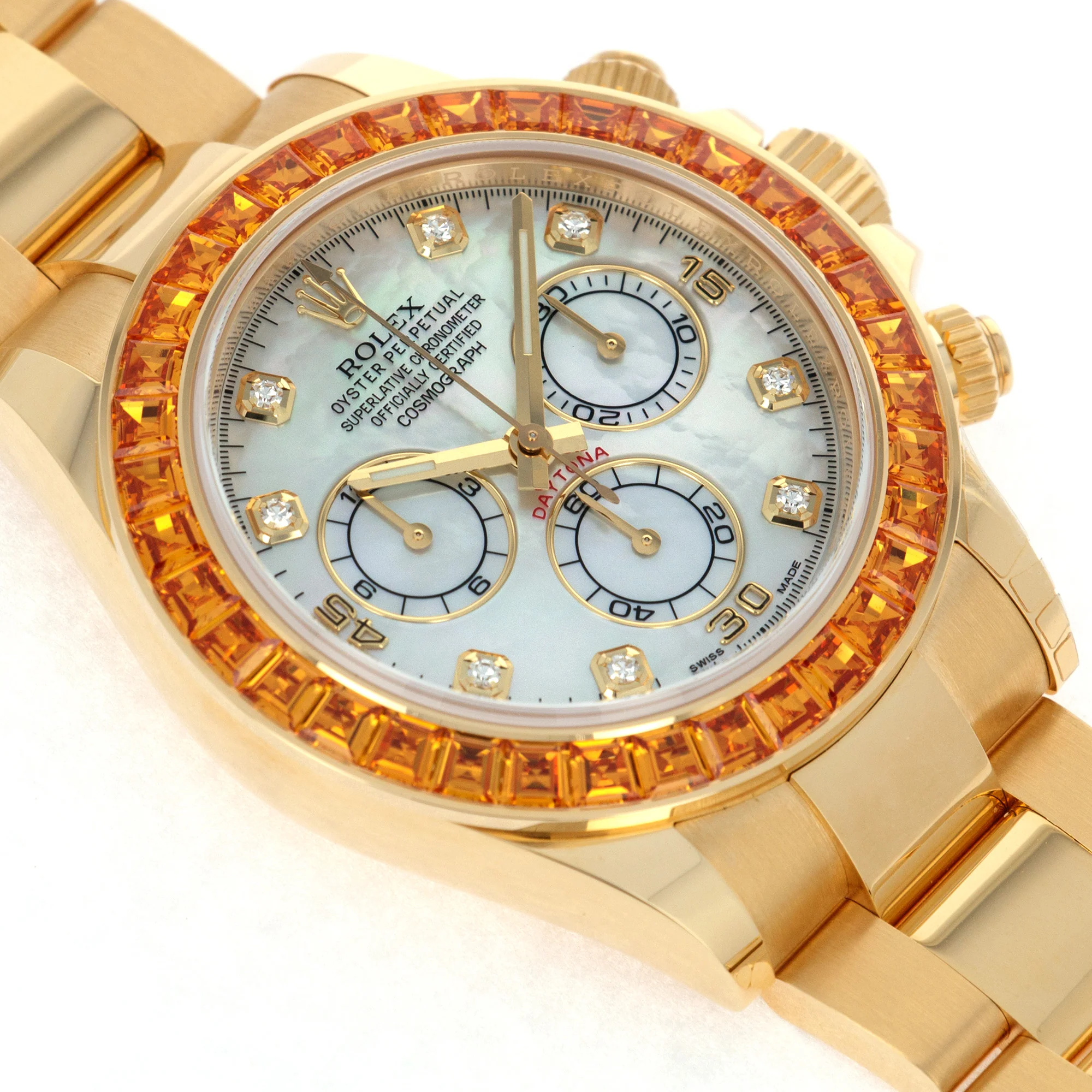 Rolex Yellow Gold Daytona Ref. 116578 with MOP Dial and Orange Sapphires - Image 3