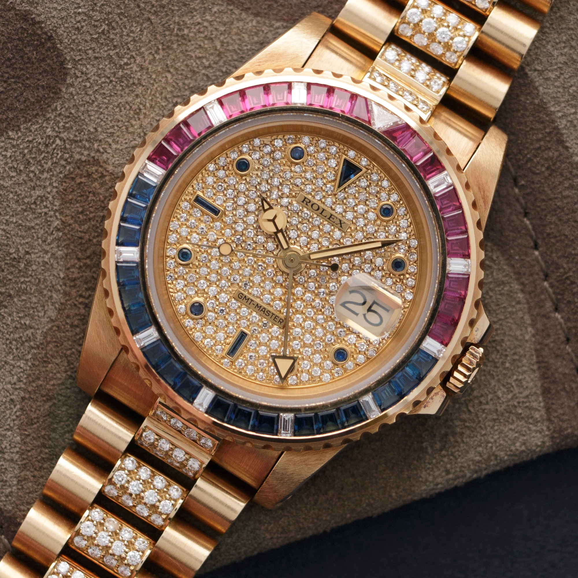 Rolex Yellow Gold GMT-Master Diamond Ruby Sapphire Watch Ref. 16758 - Image 2