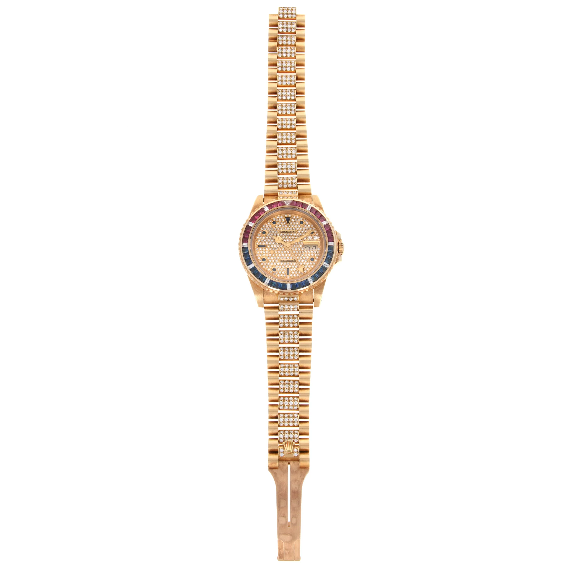 Rolex Yellow Gold GMT-Master Diamond Ruby Sapphire Watch Ref. 16758 - Image 3
