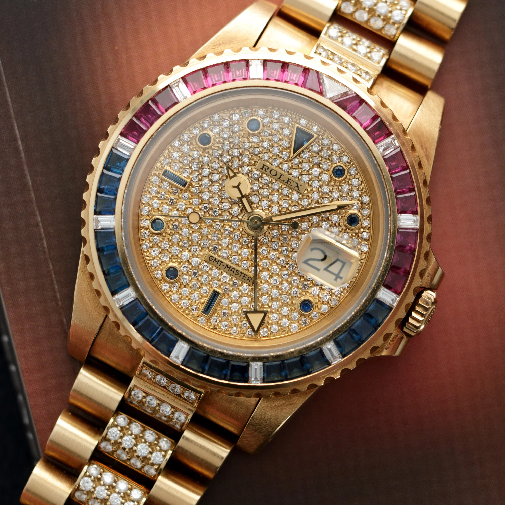 Rolex Yellow Gold GMT-Master Diamond Ruby Sapphire Watch Ref. 16758 - Image 2