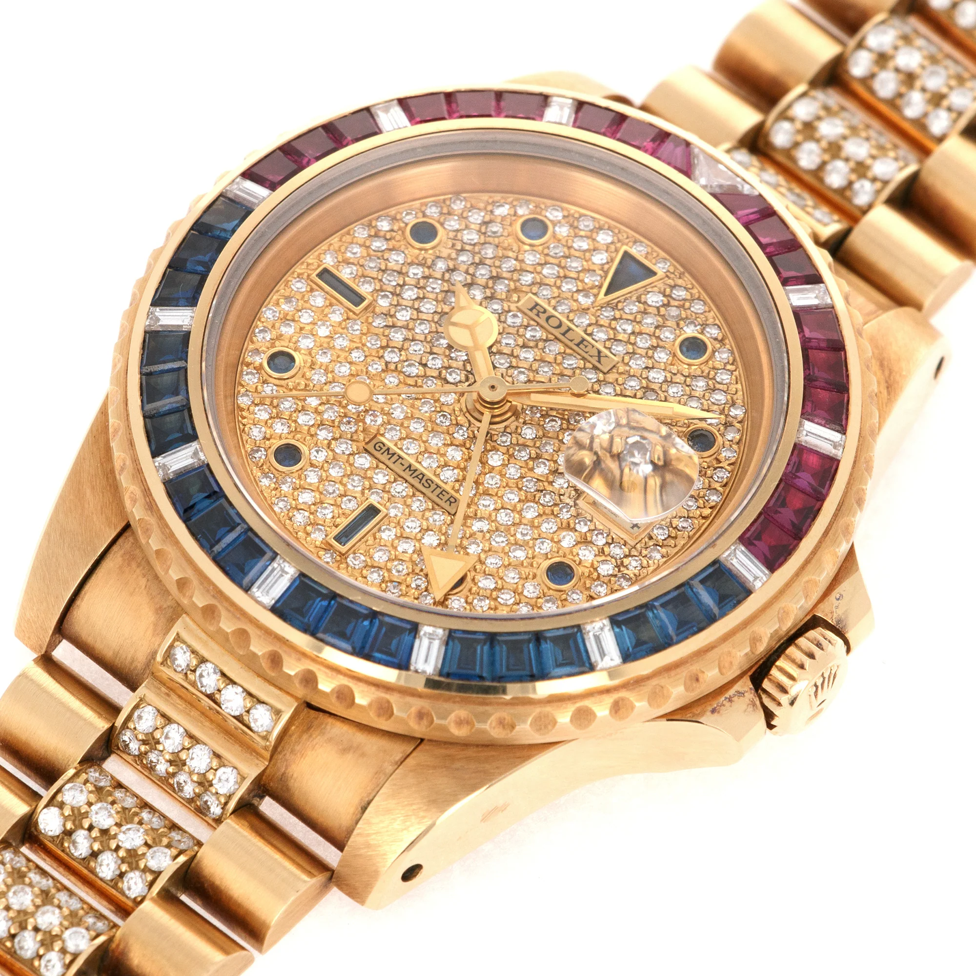 Rolex Yellow Gold GMT-Master Diamond Ruby Sapphire Watch Ref. 16758 - Image 4