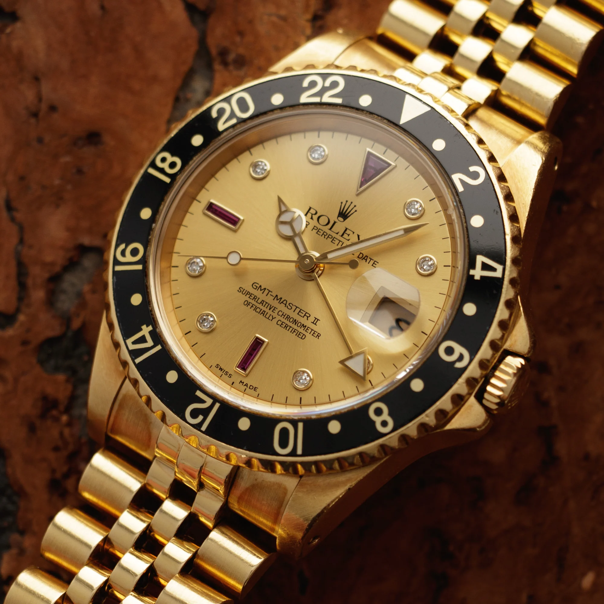 Rolex Yellow Gold GMT-Master Diamond Ruby Watch Ref. 16718 - Image 2