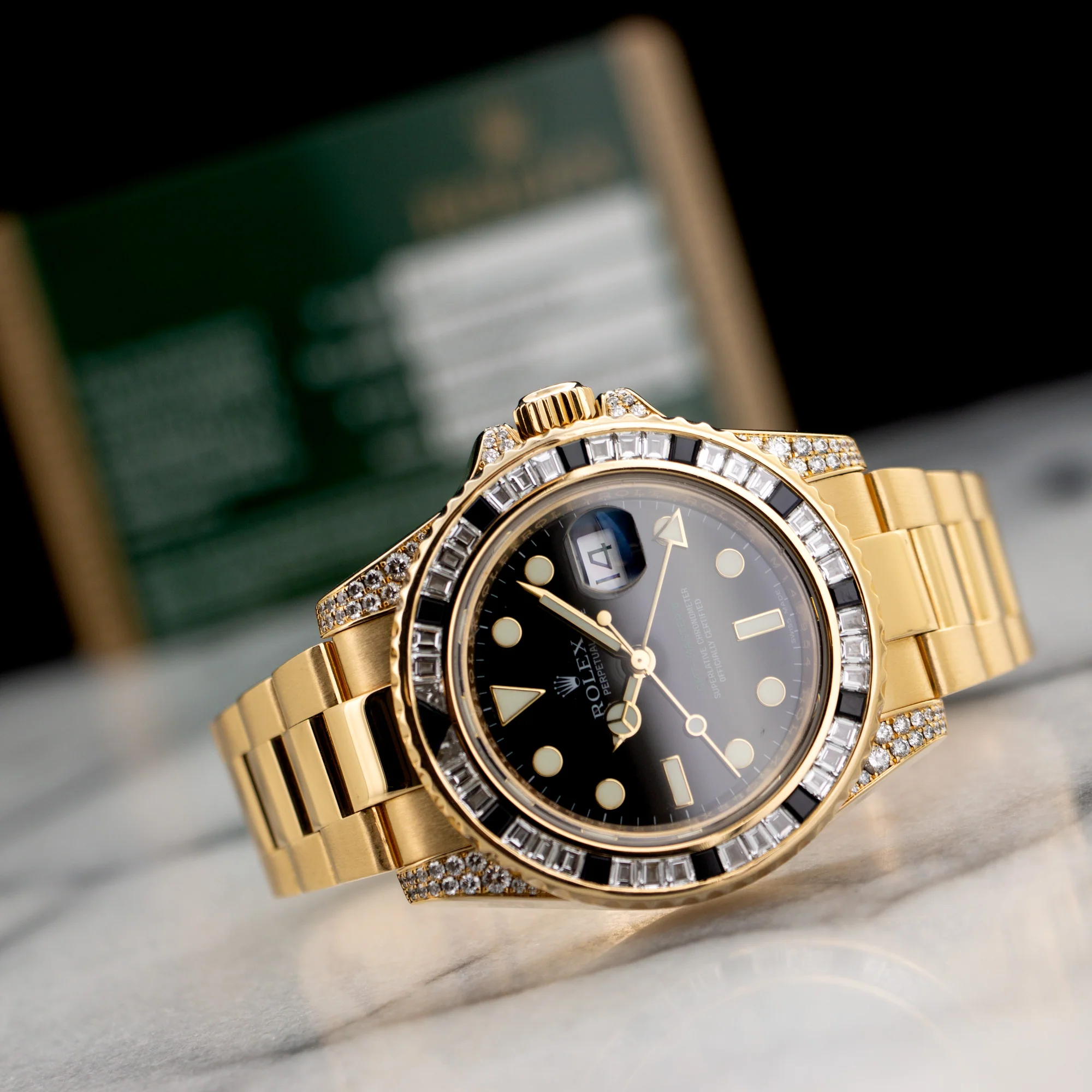 Rolex Yellow Gold GMT-Master II Sapphire Diamond Watch Ref. 116758 - Image 7