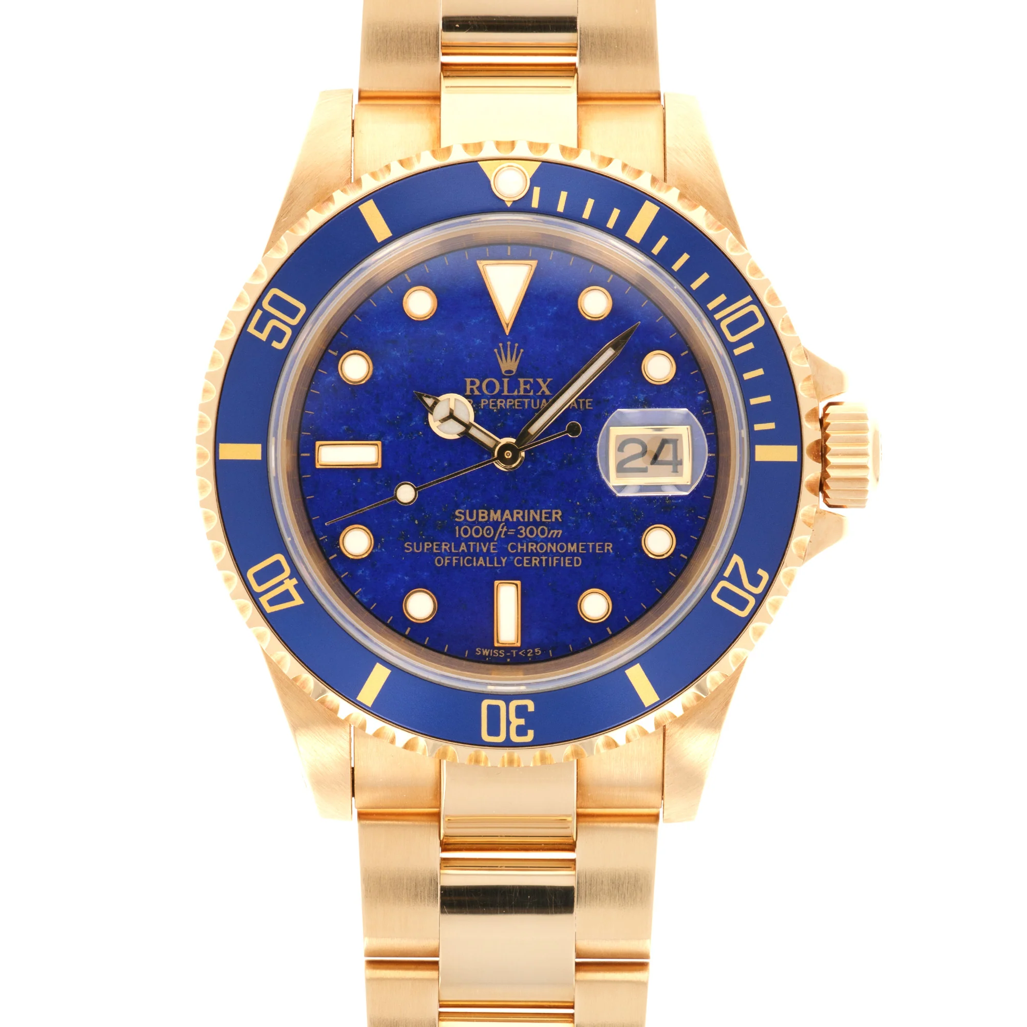 Rolex Yellow Gold Submariner Lapis Lazuli Watch Ref. 16618