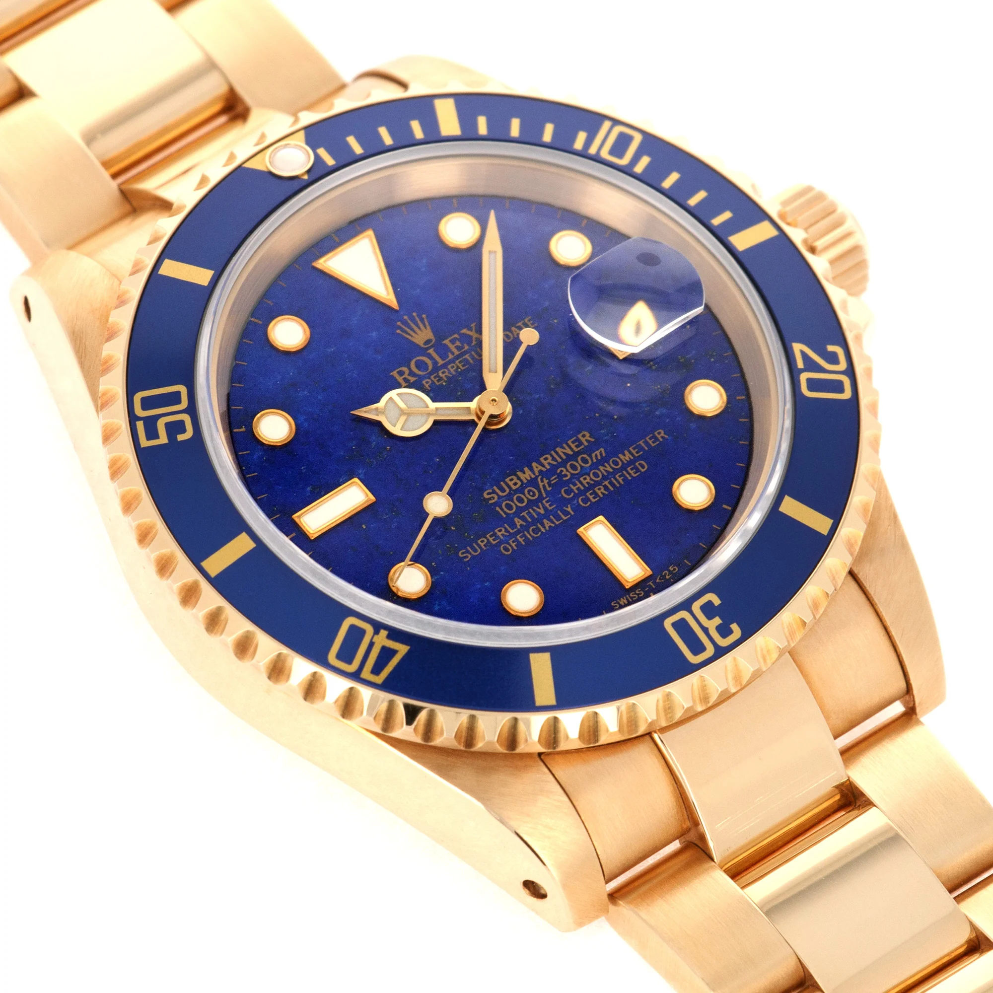 Rolex Yellow Gold Submariner Lapis Lazuli Watch Ref. 16618 - Image 3