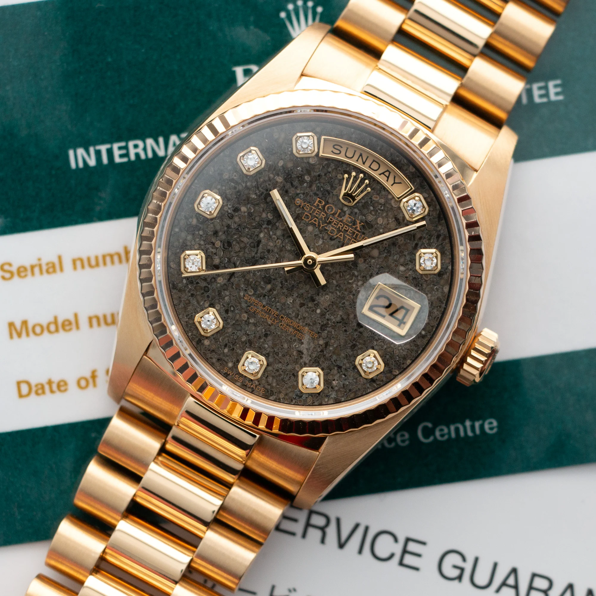 Rolex Yellow Gold Jurassic Park Fossil Dial Day-Date Ref. 18038 - Image 2