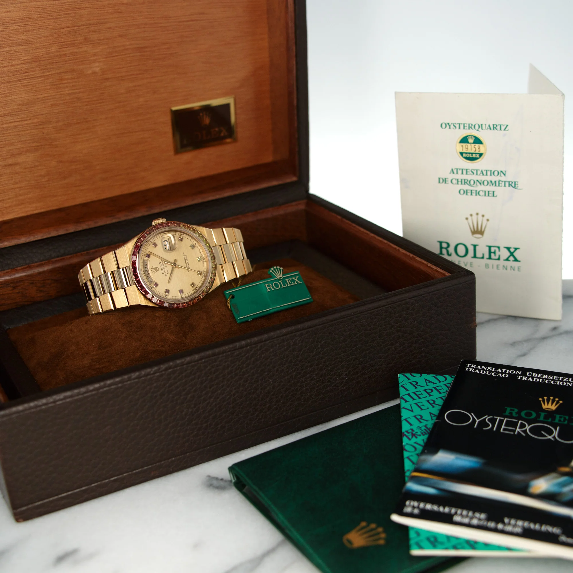 Rolex Yellow Gold Oysterquartz Rainbow Watch Ref. 19158 with Original Box and Papers - Image 6