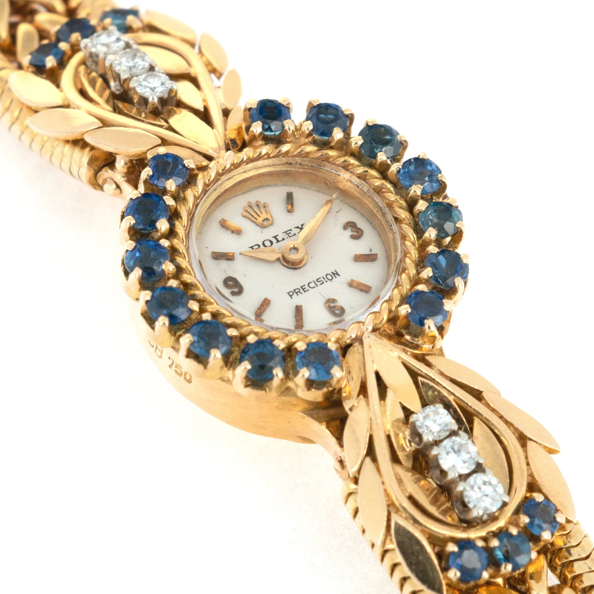 Rolex Yellow Gold Sapphire Diamond Watch, 1960s - Image 3