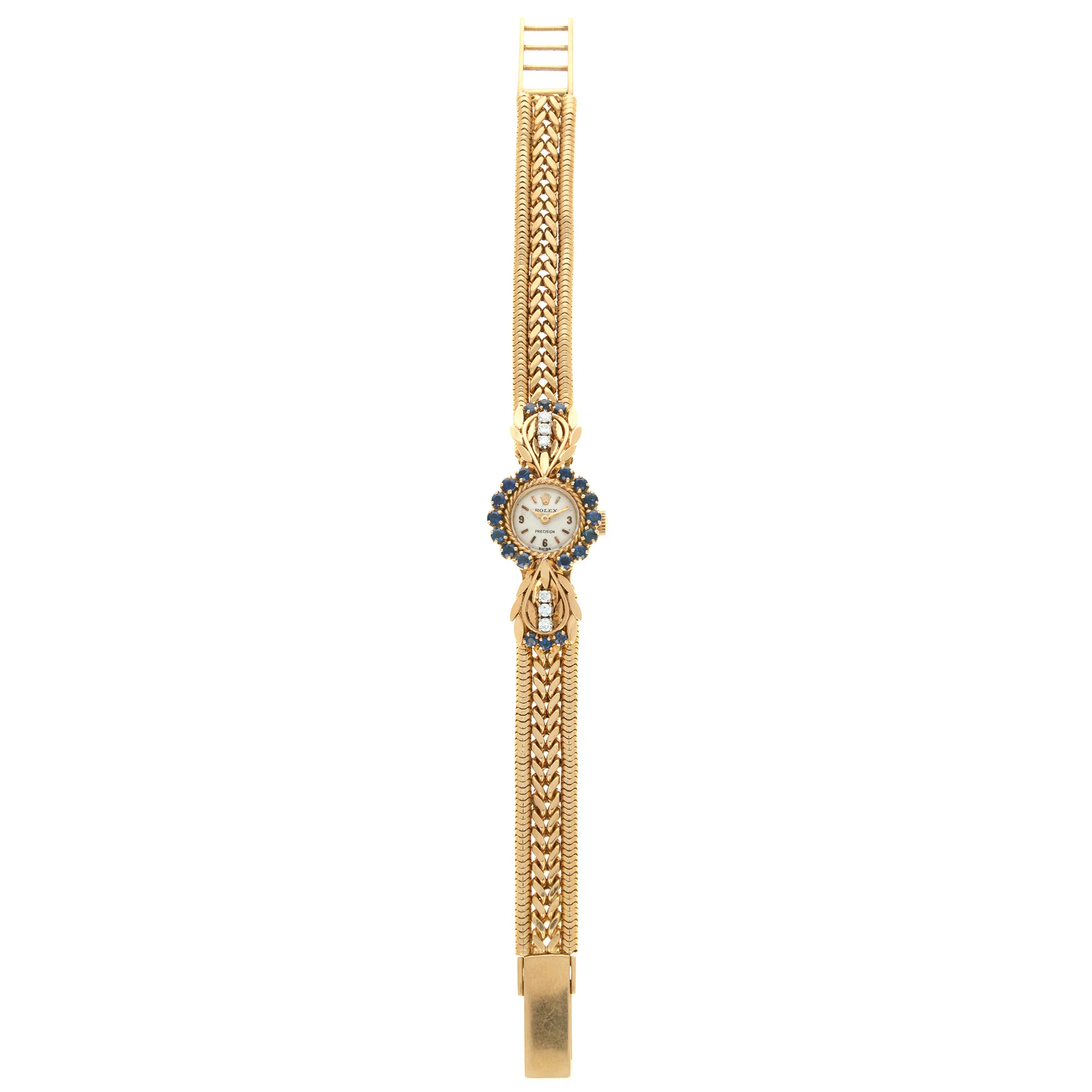 Rolex Yellow Gold Sapphire Diamond Watch, 1960s - Image 4