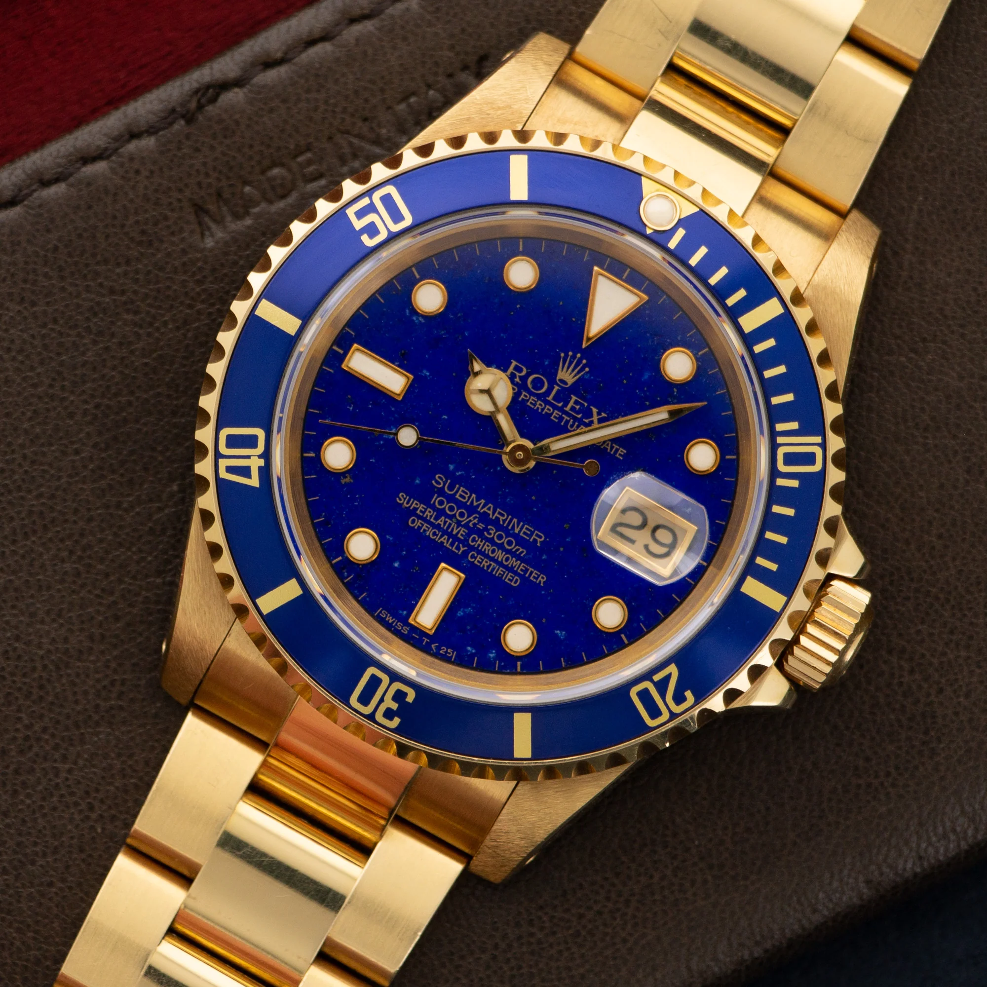 Rolex Yellow Gold Submariner Lapis Lazuli Watch Ref. 16618 - Image 2