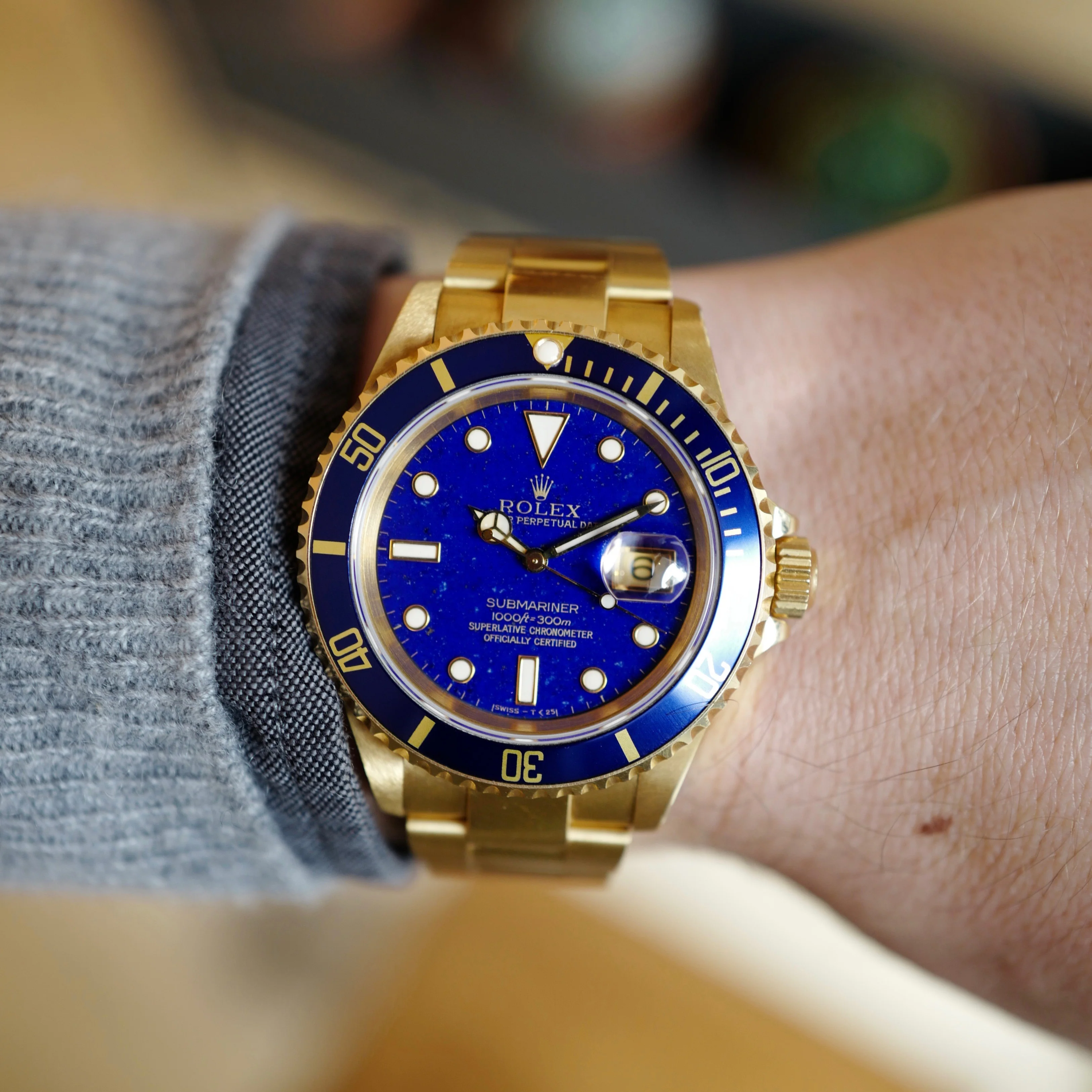 Rolex Yellow Gold Submariner Lapis Lazuli Watch Ref. 16618 - Image 7