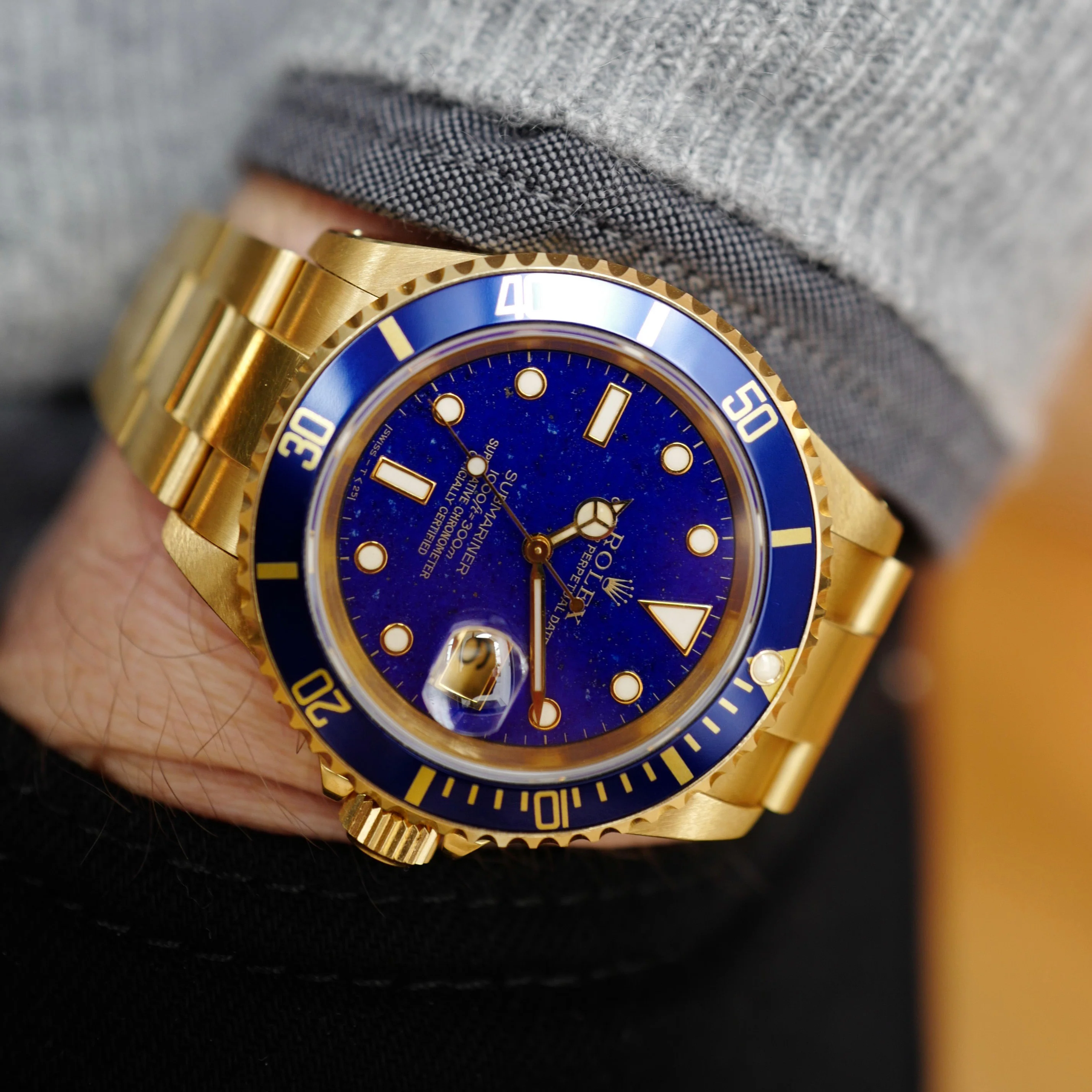 Rolex Yellow Gold Submariner Lapis Lazuli Watch Ref. 16618 - Image 8