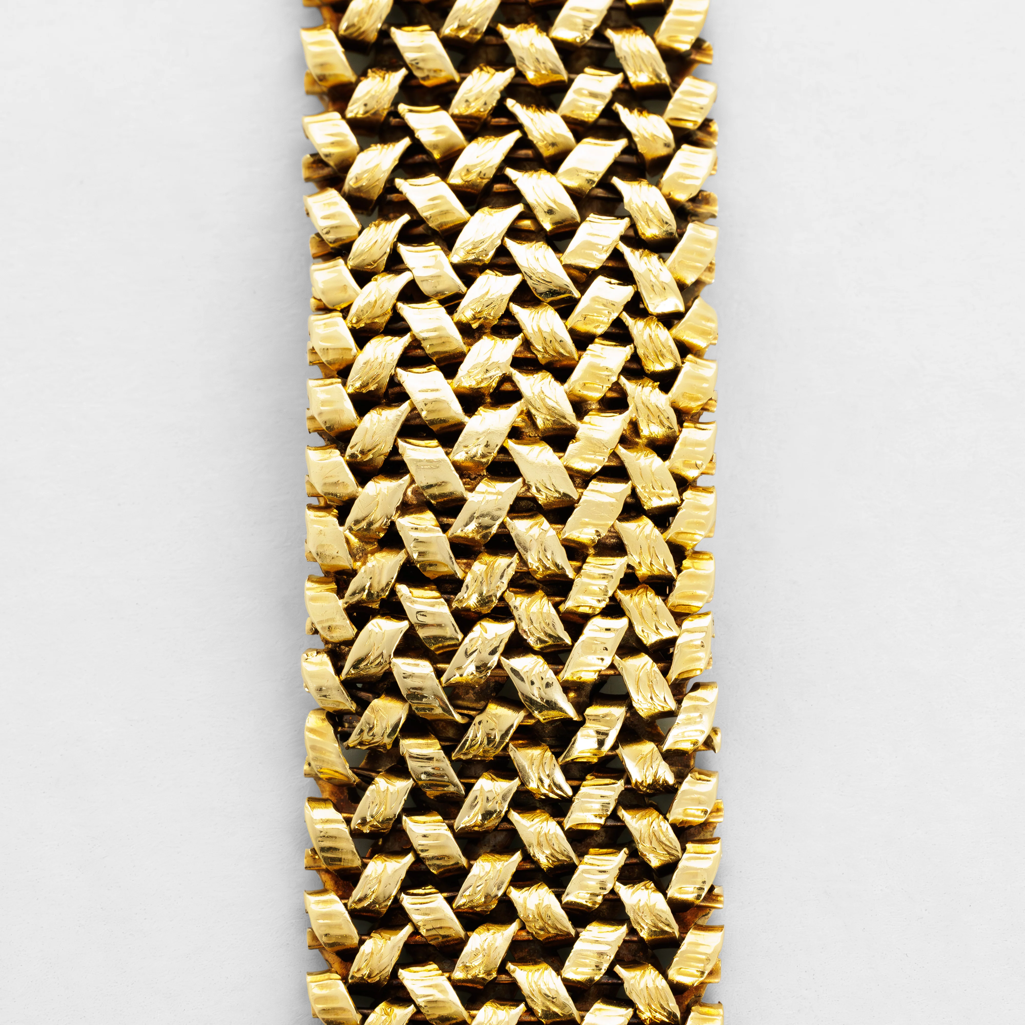 Rolex Yellow Gold Woven Bracelet Cover Watch with Gay Freres Bracelet