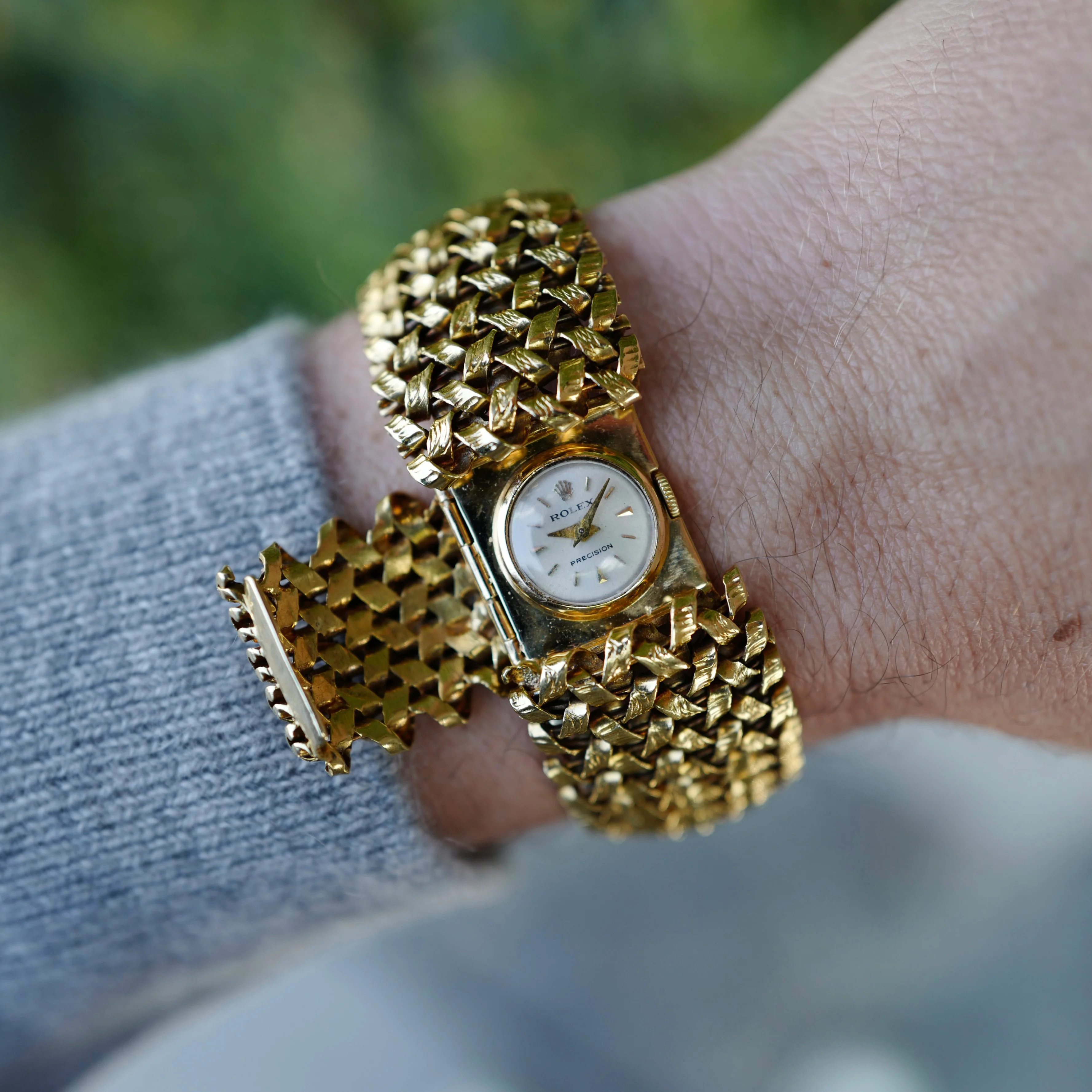 Rolex Yellow Gold Woven Bracelet Cover Watch with Gay Freres Bracelet - Image 6