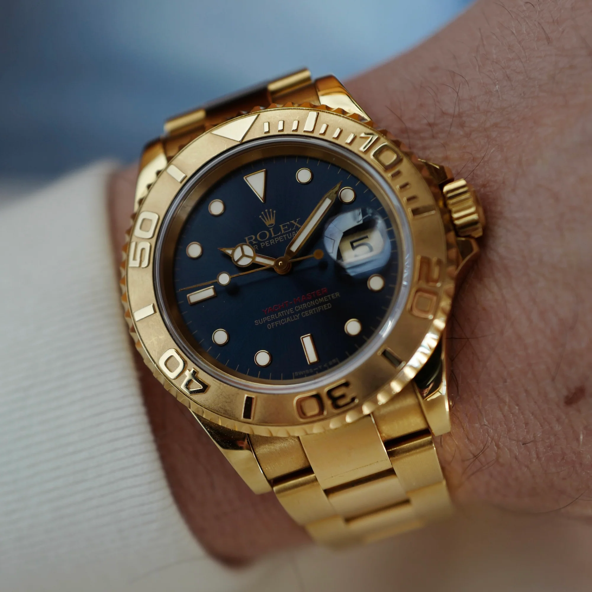 Rolex Yellow Gold Yachtmaster Ref. 16628 with Blue Dial - Image 3