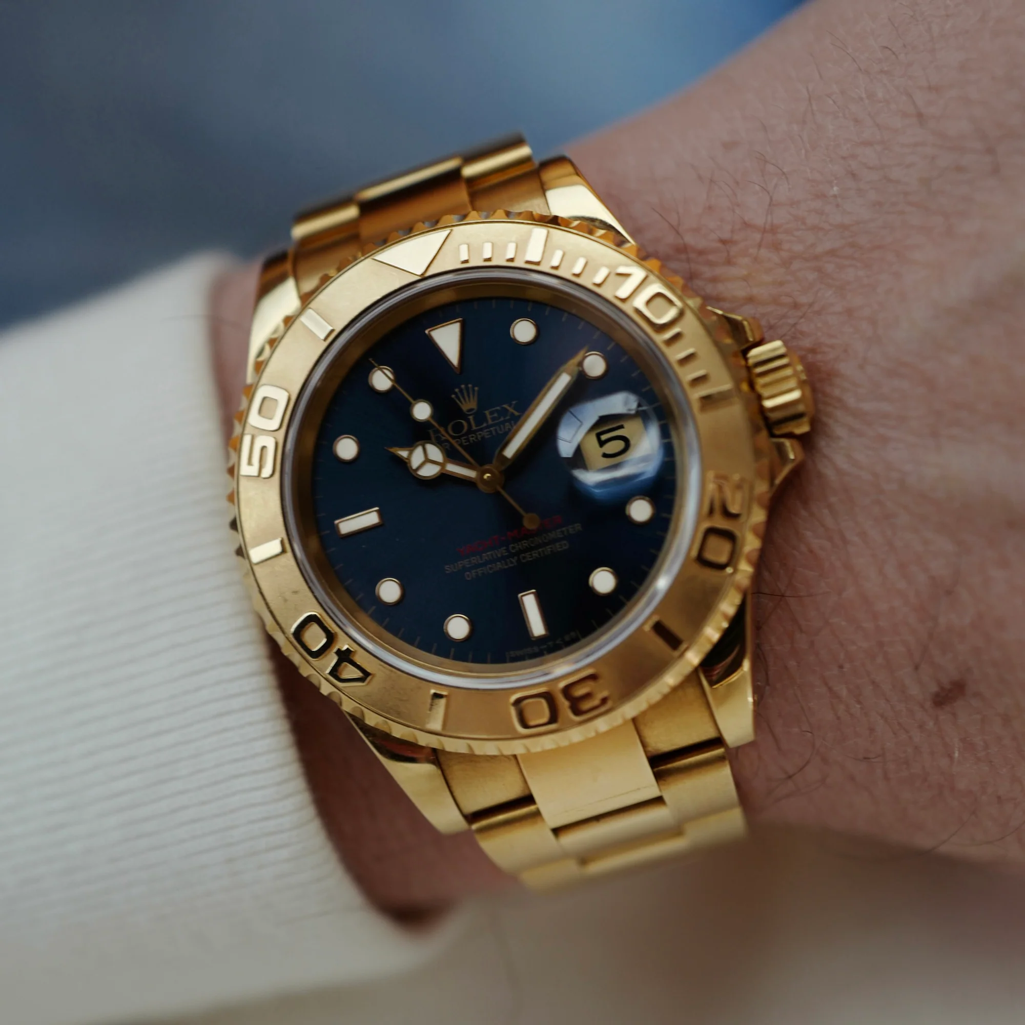 Rolex Yellow Gold Yachtmaster Ref. 16628 with Blue Dial - Image 4