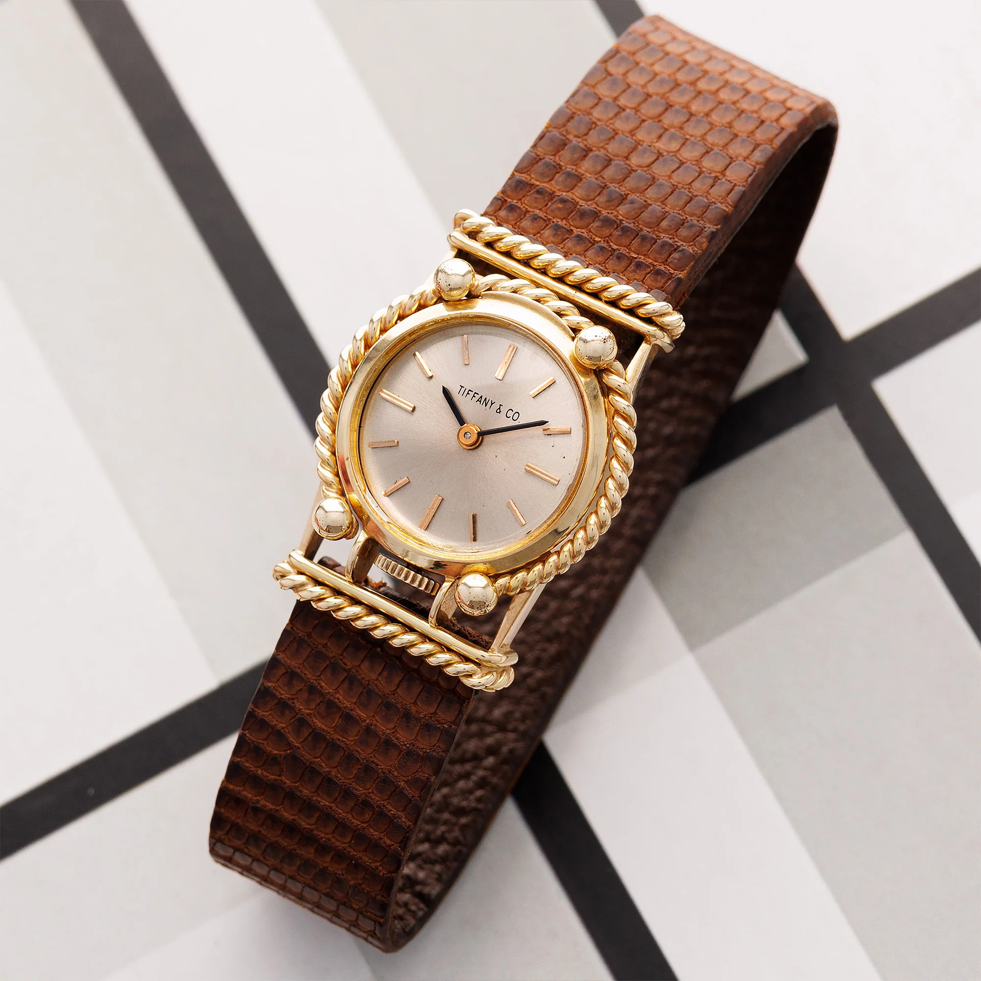 Tiffany & Co. Schlumberger Yellow Gold Watch with Engraving - Image 2
