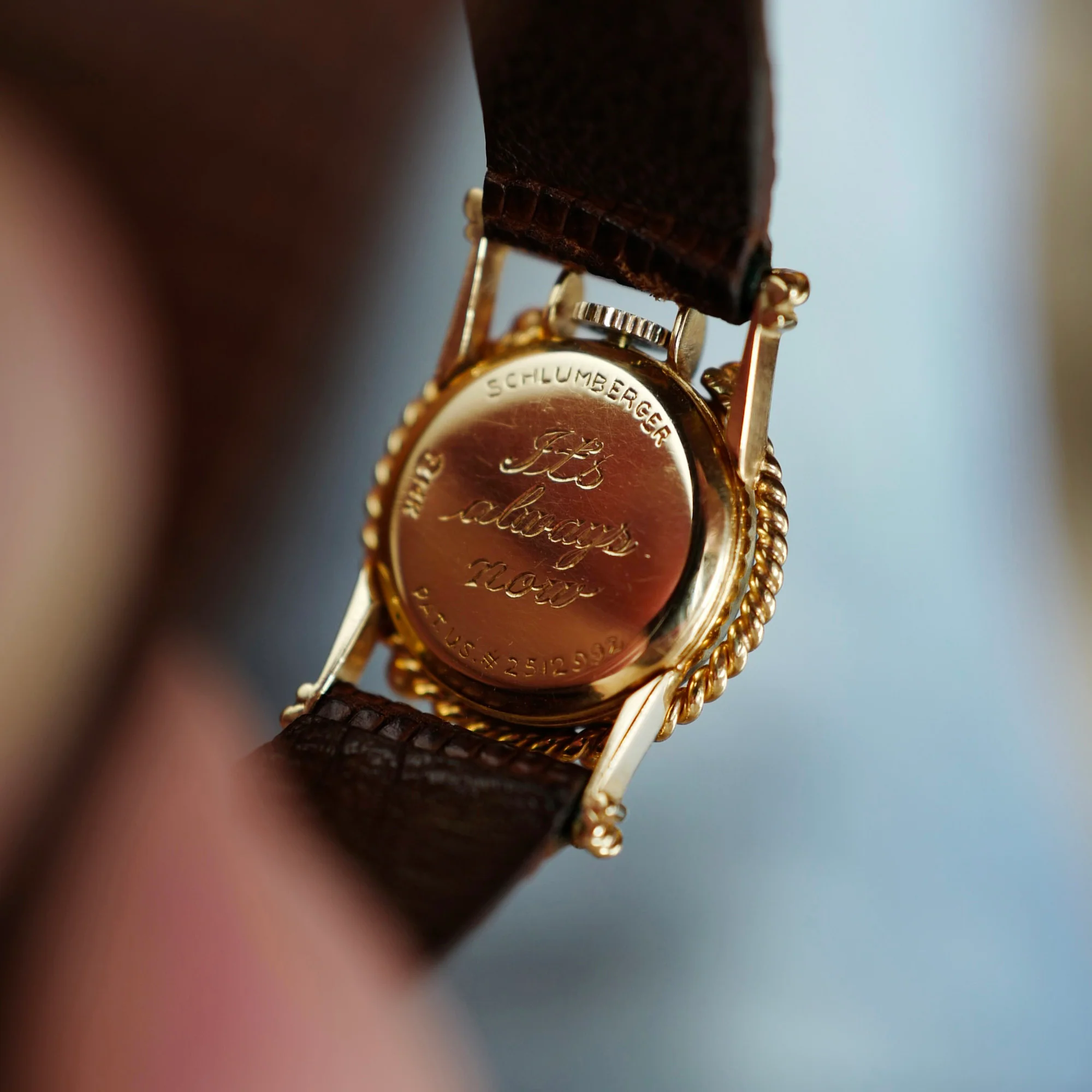 Tiffany & Co. Schlumberger Yellow Gold Watch with Engraving - Image 3