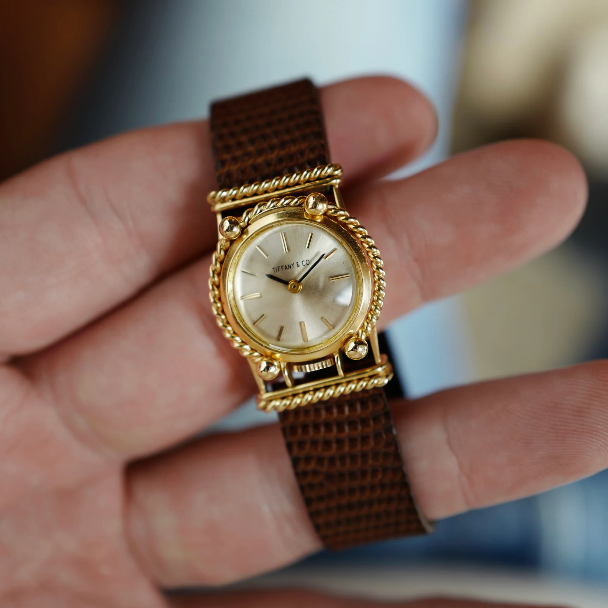 Tiffany & Co. Schlumberger Yellow Gold Watch with Engraving - Image 4