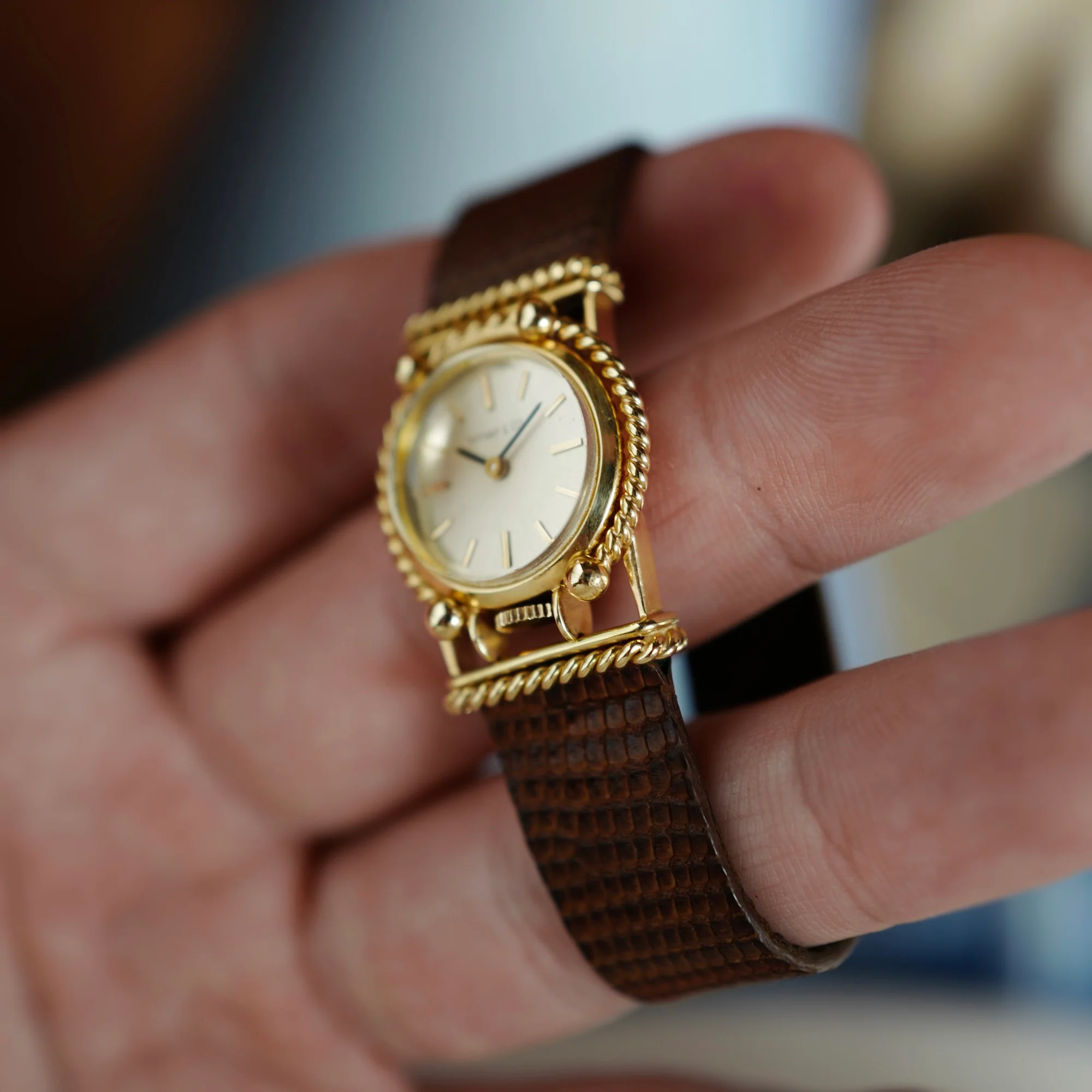 Tiffany & Co. Schlumberger Yellow Gold Watch with Engraving - Image 5