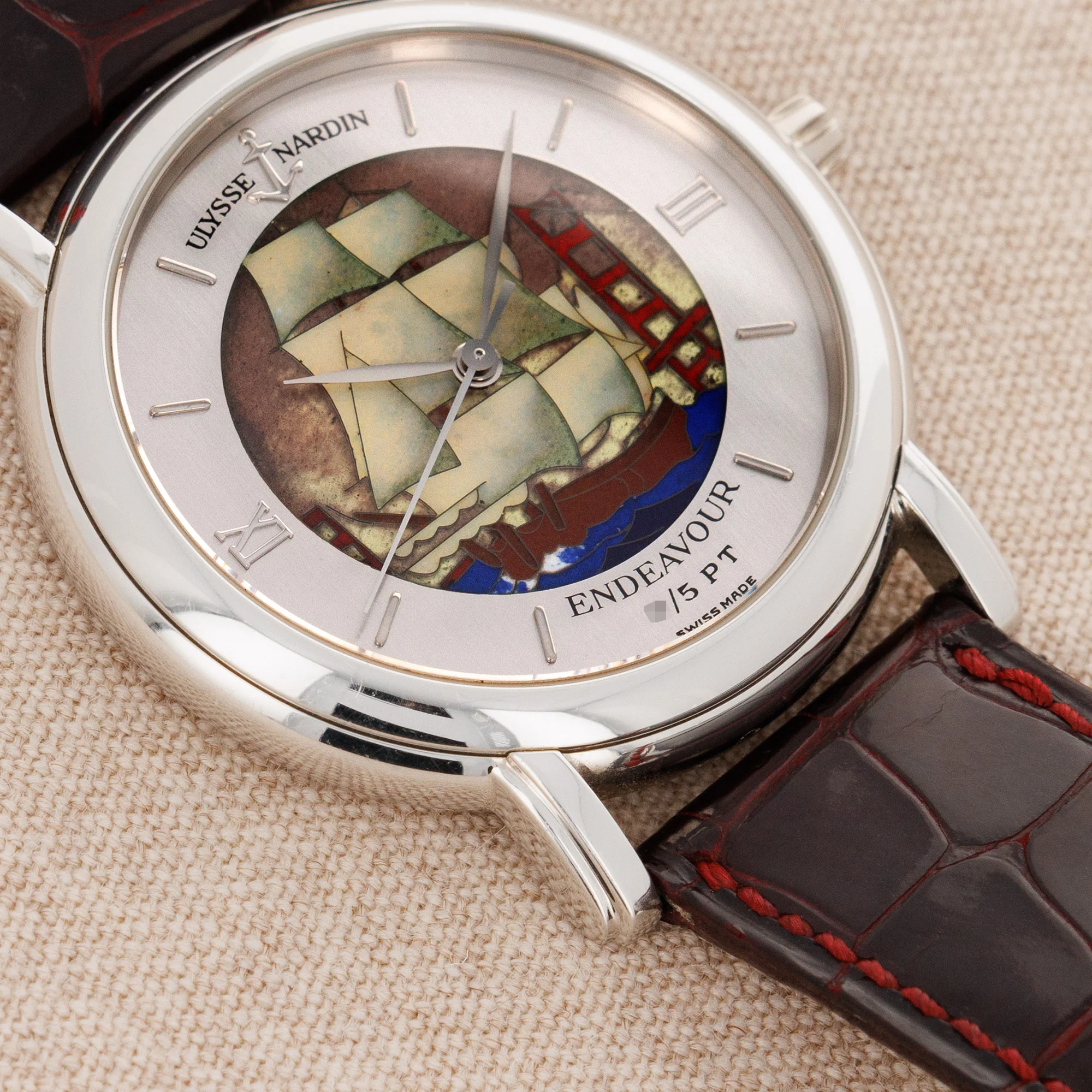 Ulysse Nardin Platinum San Marco Watch with Cloisonne Ship - Image 4
