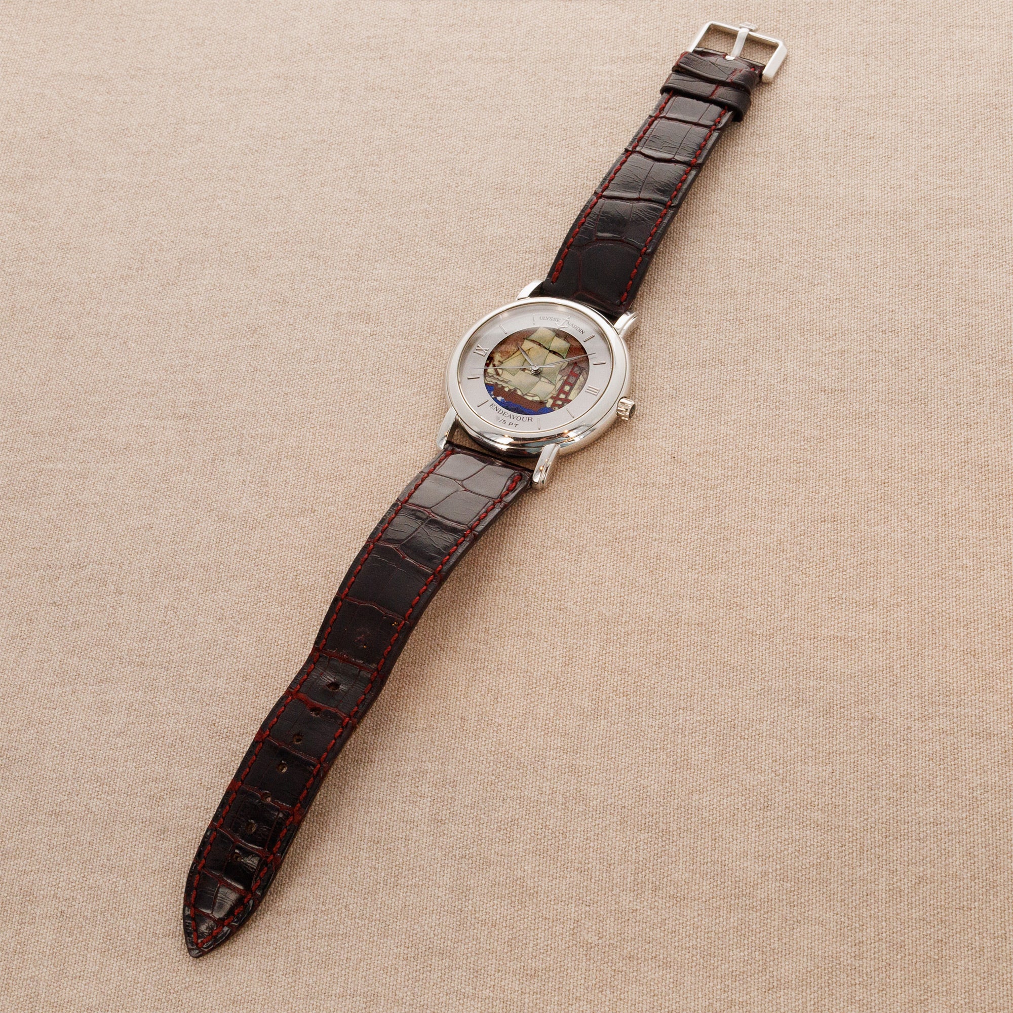 Ulysse Nardin Platinum San Marco Watch with Cloisonne Ship - Image 5