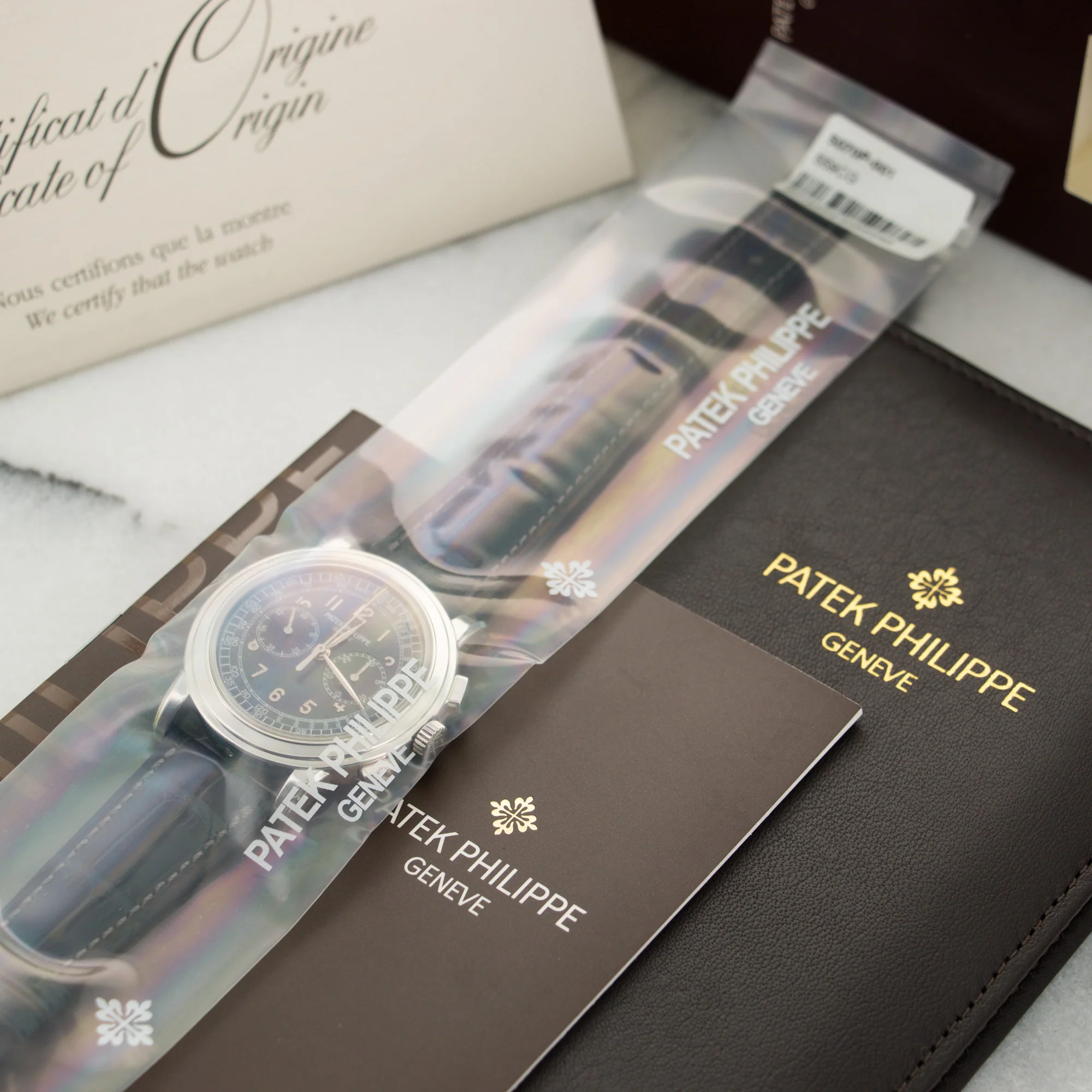 Unworn Patek Philippe Platinum Chronograph Ref. 5070 in Original Plastic Seal - Image 5