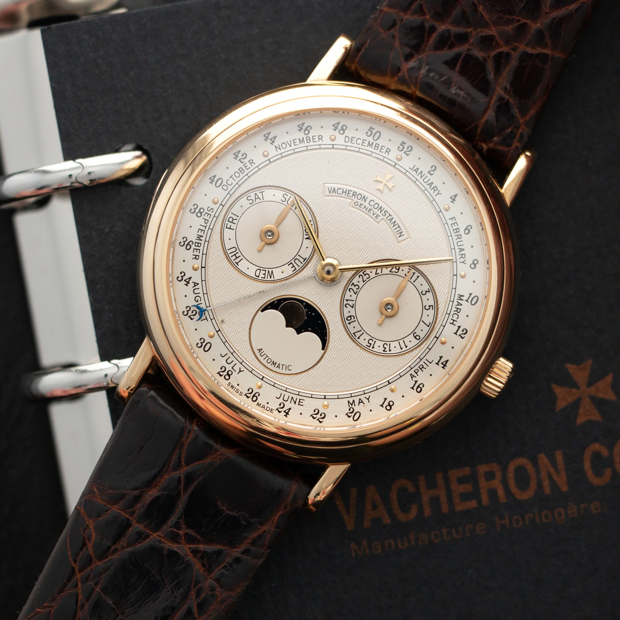 Vacheron Constantin Yellow Gold Triple Date Moonphase Watch - Image 2